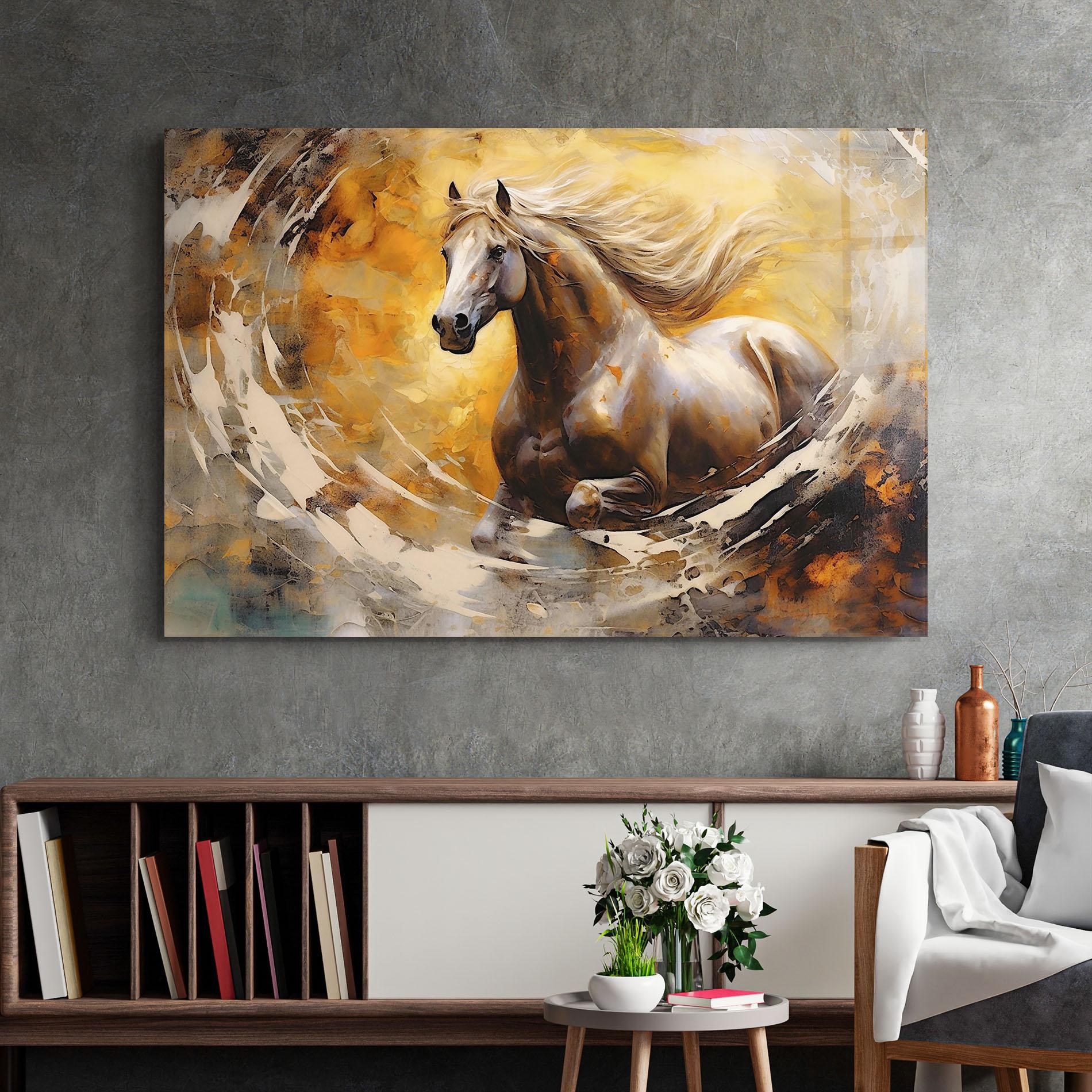 Glasbild Beautiful Horse Running mockup 2