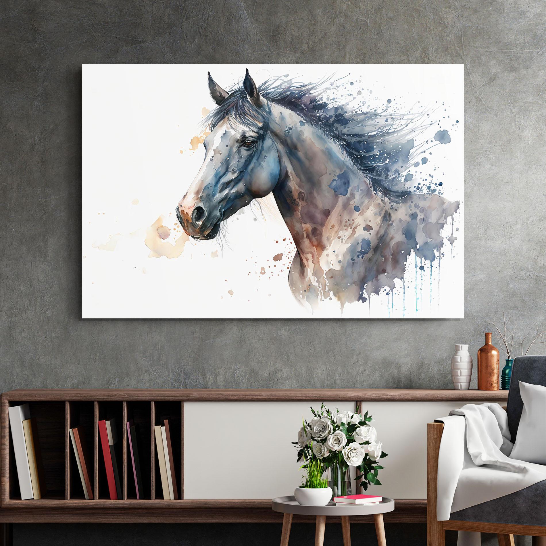 Glasbild Blue Horse Painting mockup 2