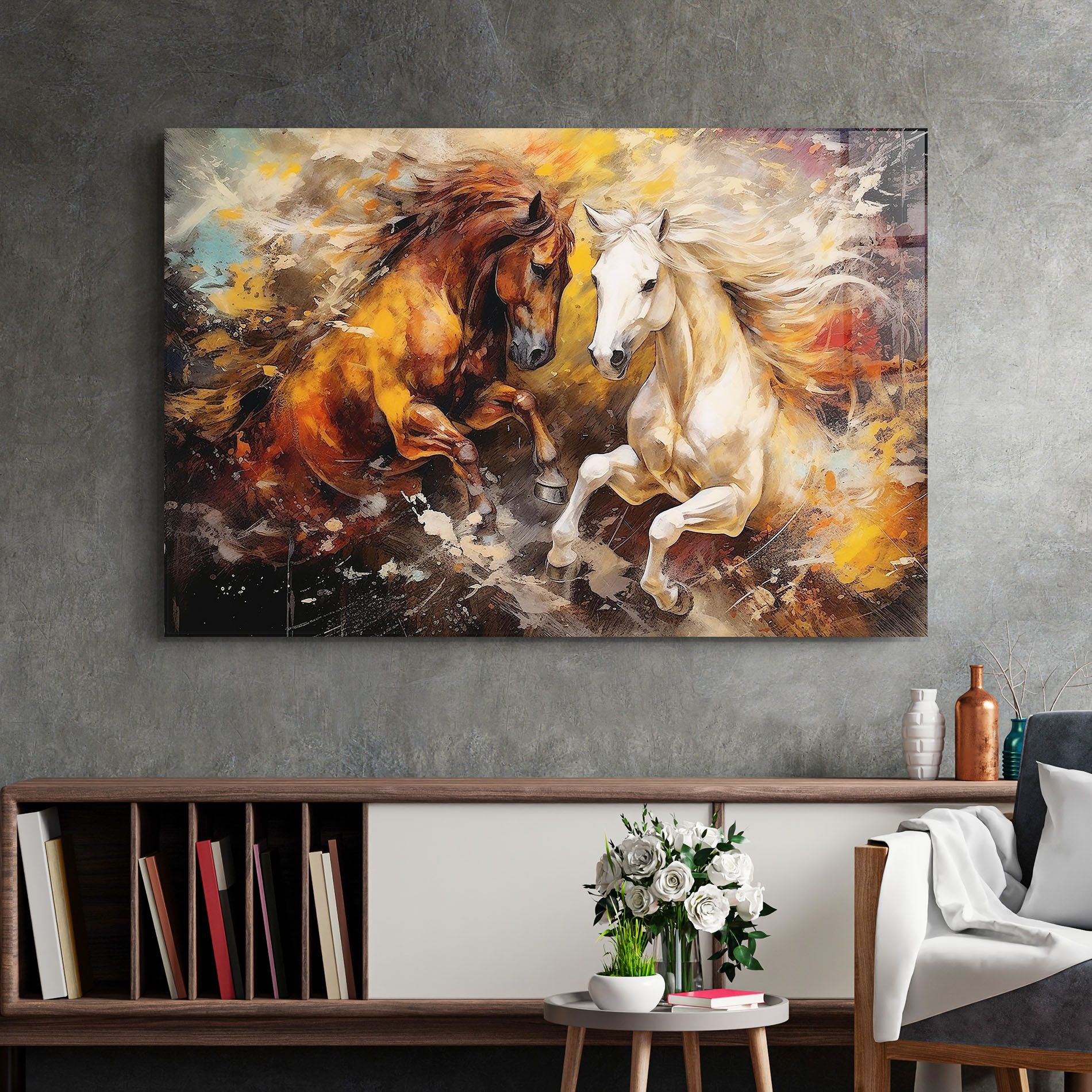 Brown White Horses mockup 2