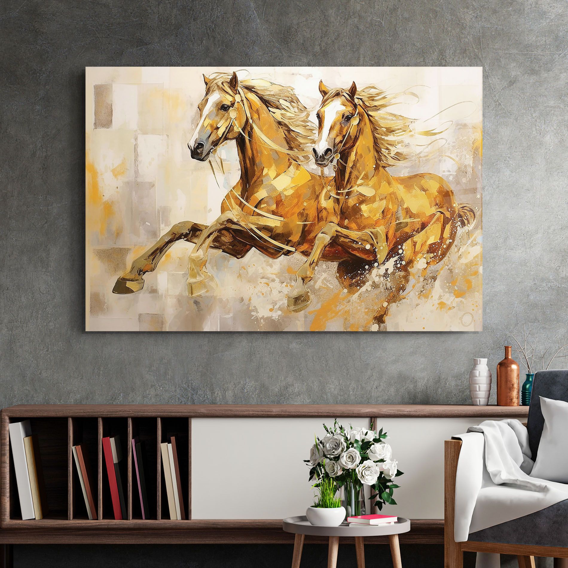 Light Brown Horses Running mockup 2