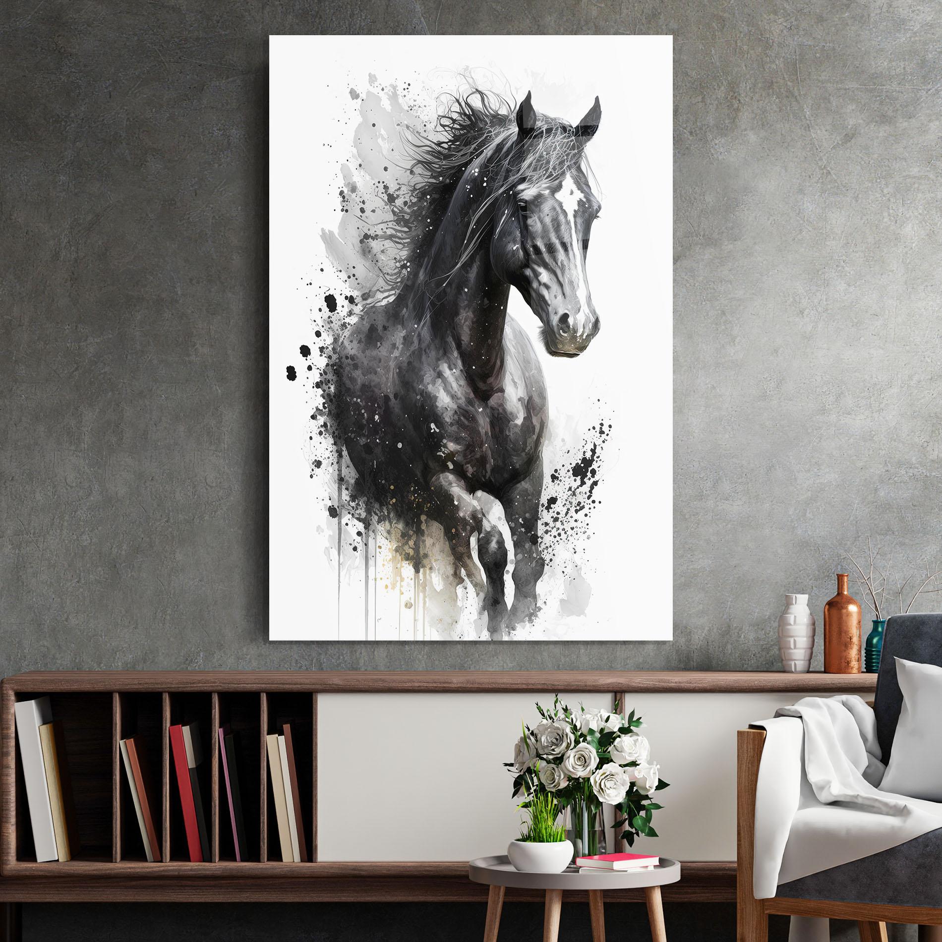 Glasbild Black Horse mockup 2