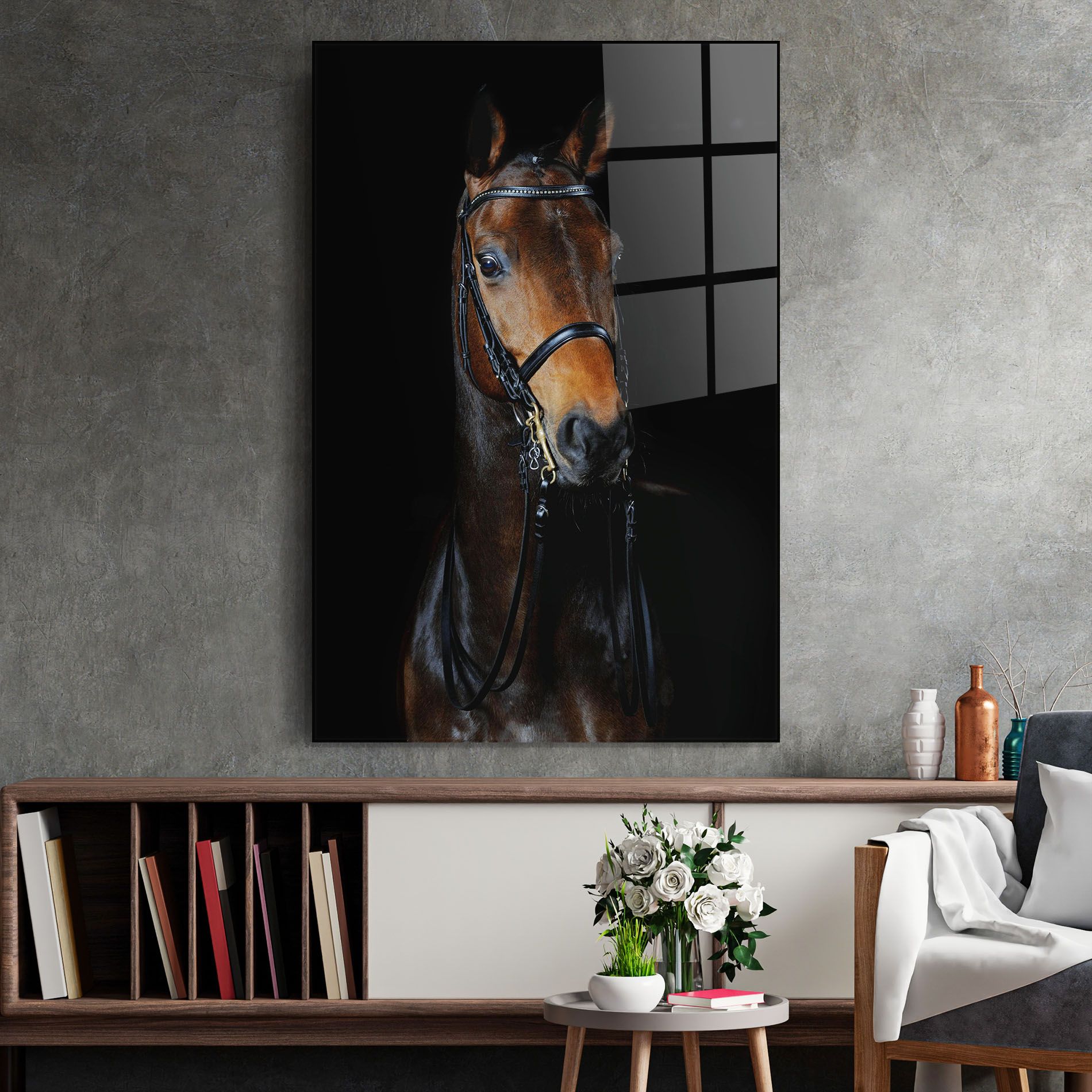 Brown Horse On Black mockup 2