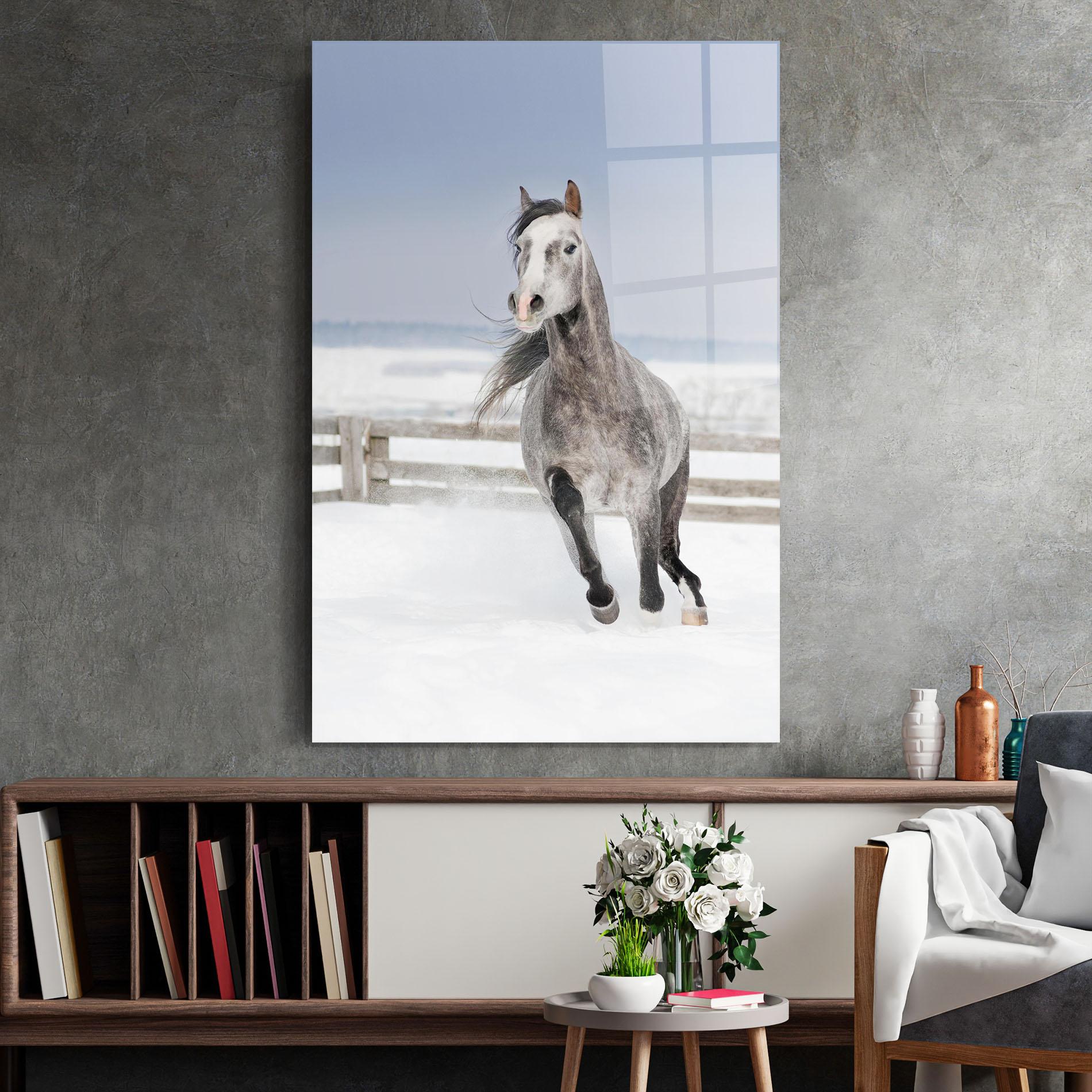 Glasbild Horse Running Free mockup 2