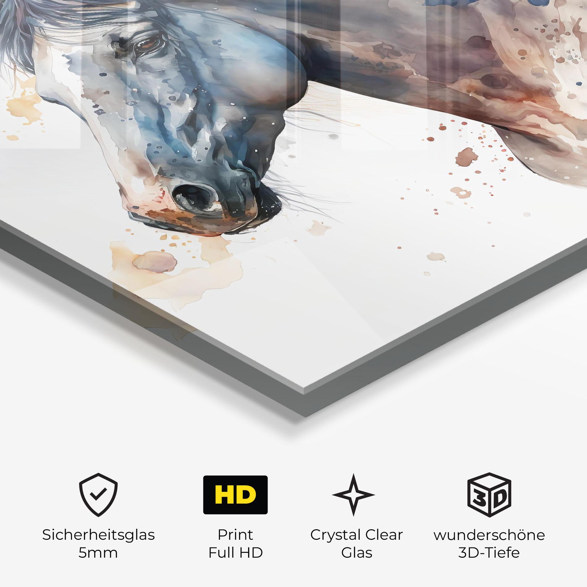 Glasbild Blue Horse Painting mockup 3