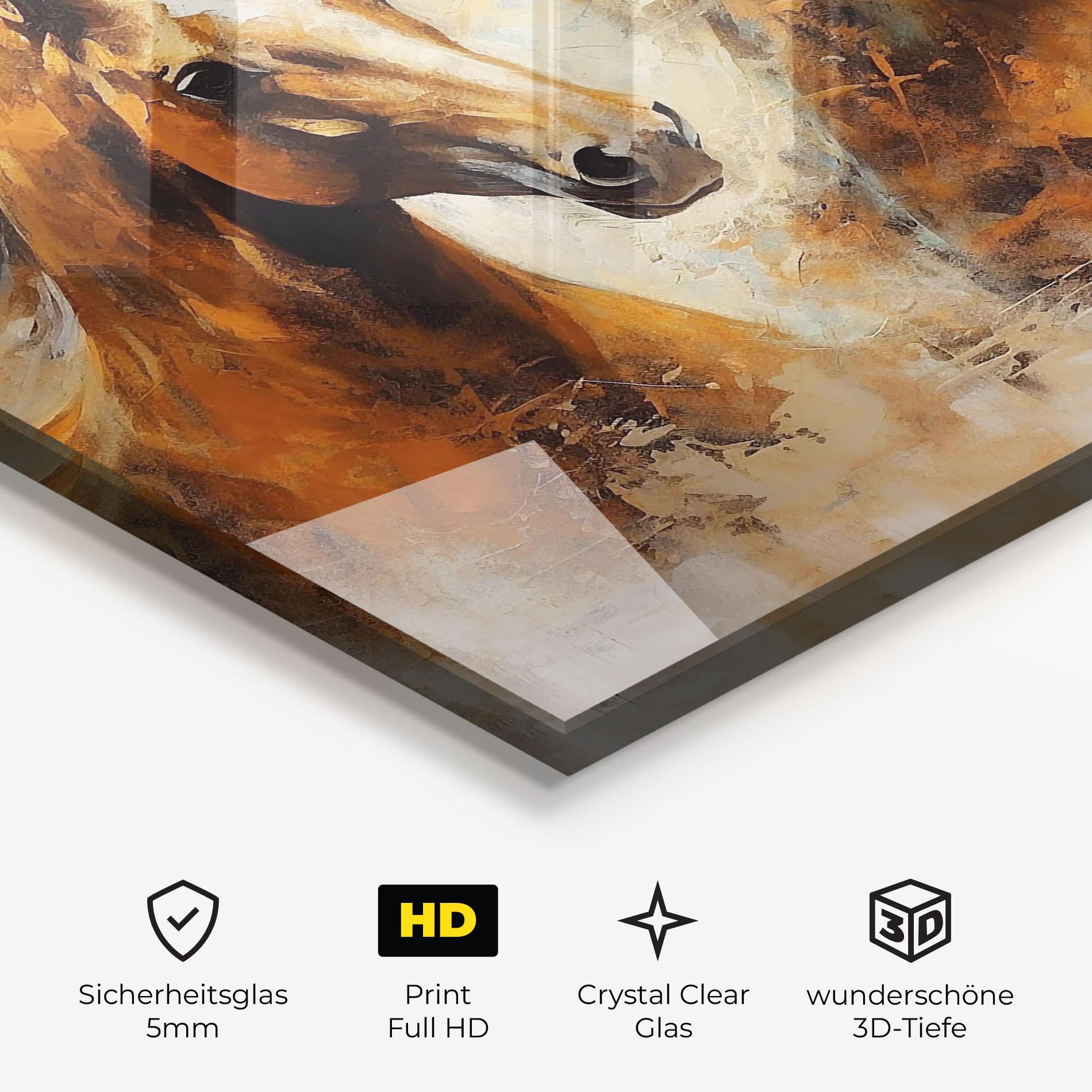 Glasbild Brown Horses Staying mockup 3