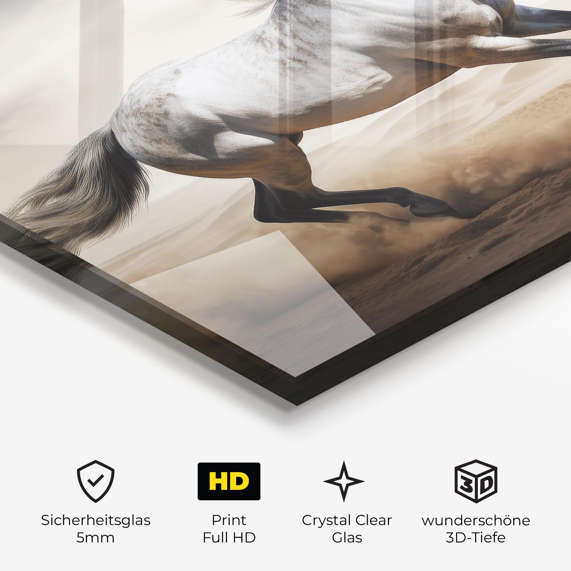 Glasbild Desert Horse Galloping mockup 3