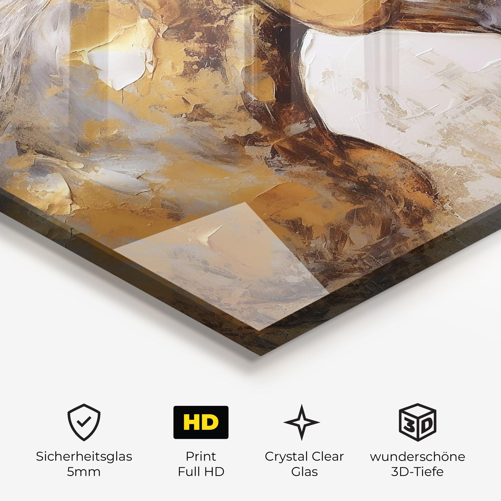 Glasbild Gold Texture Horse mockup 3