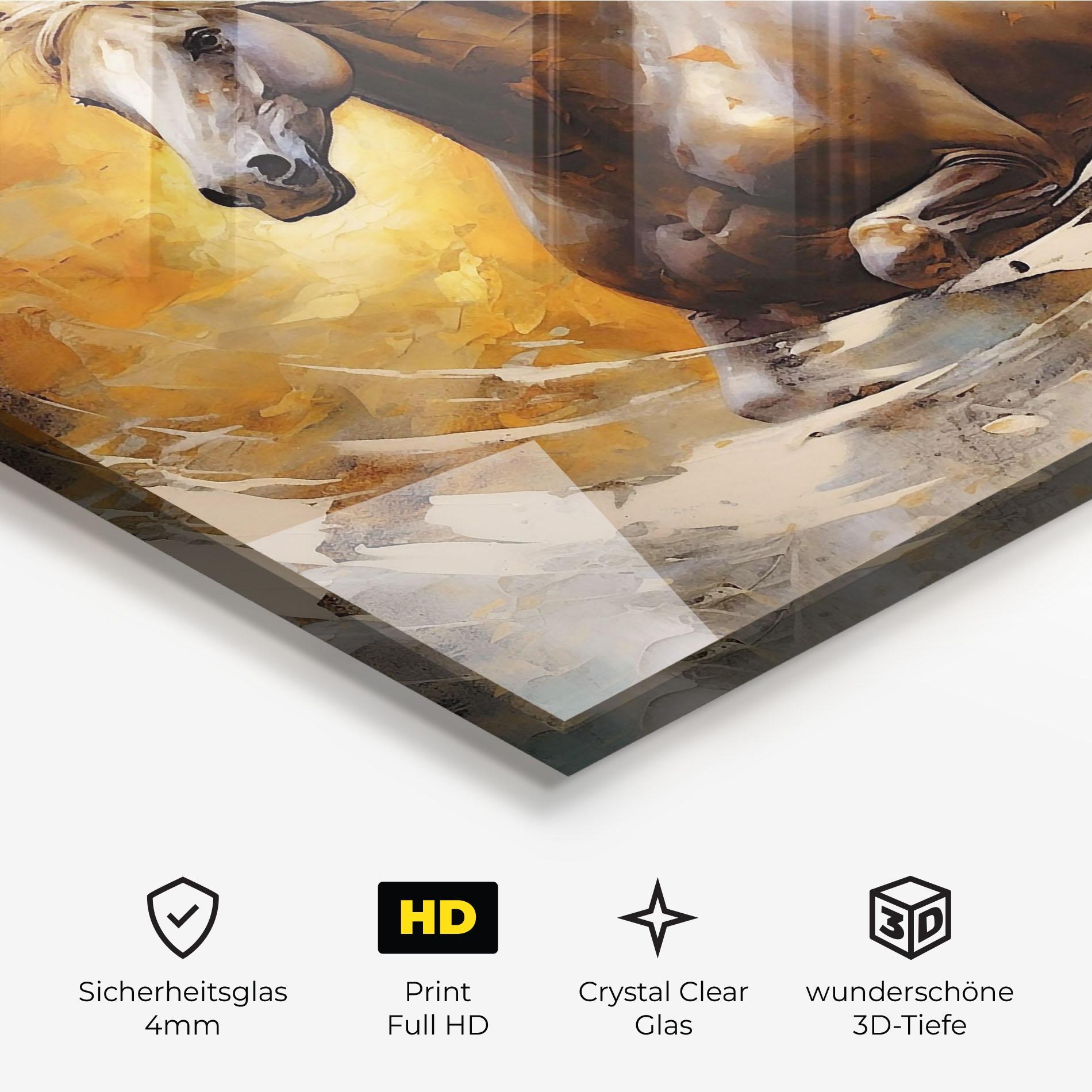 Glasbild Beautiful Horse Running mockup 3