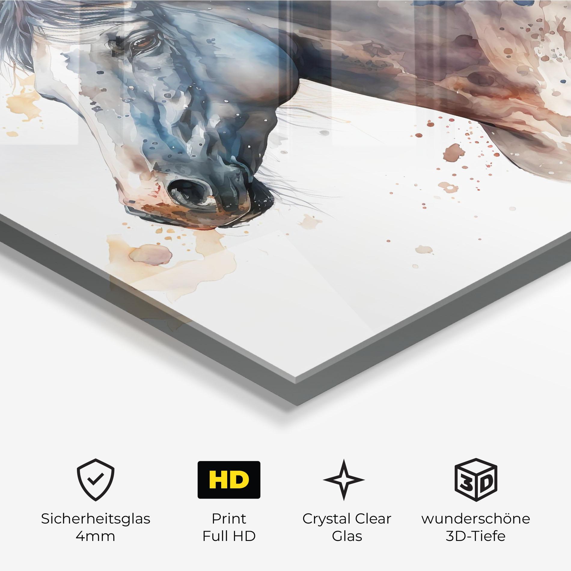 Glasbild Blue Horse Painting mockup 3
