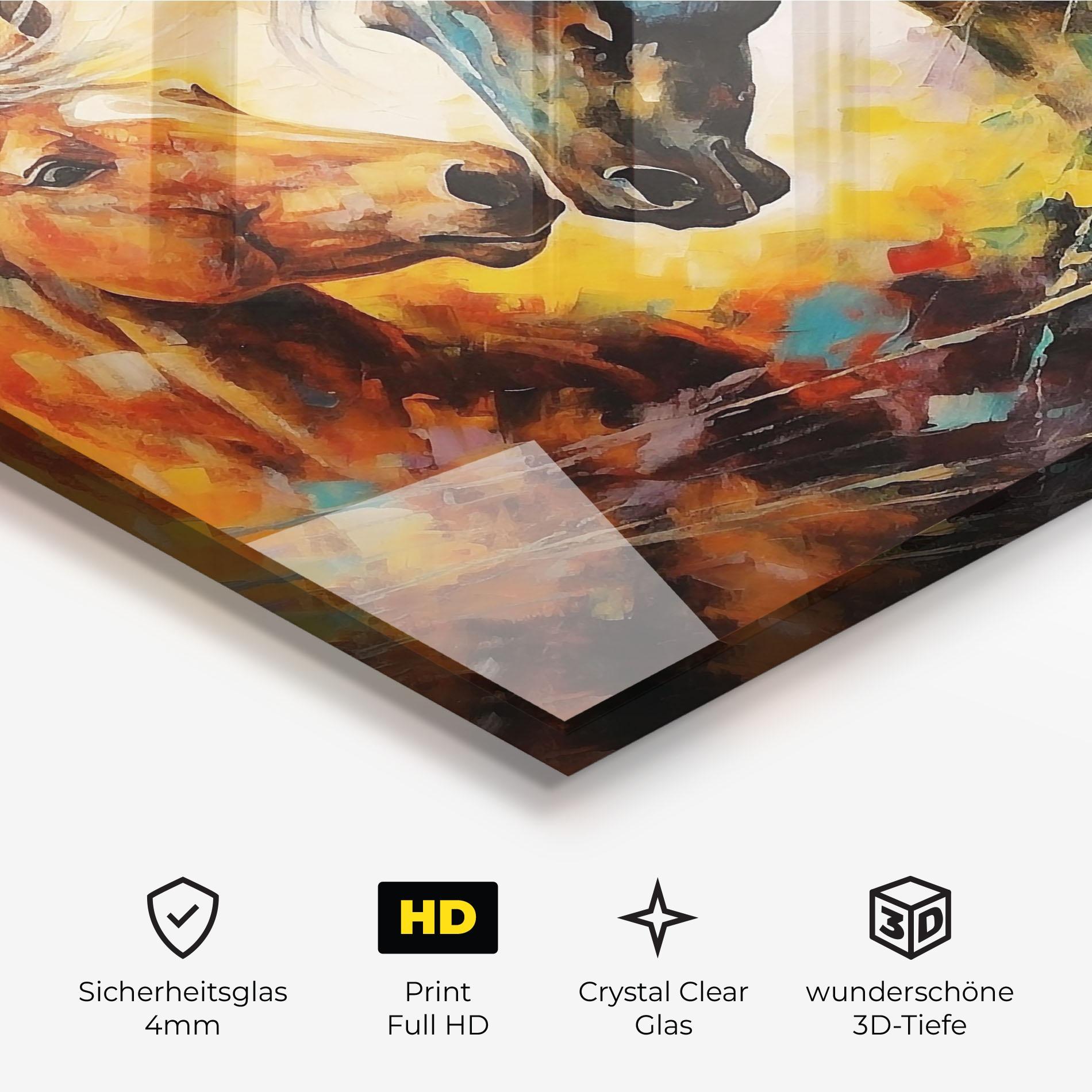 Glasbild Brown Black Horses mockup 3