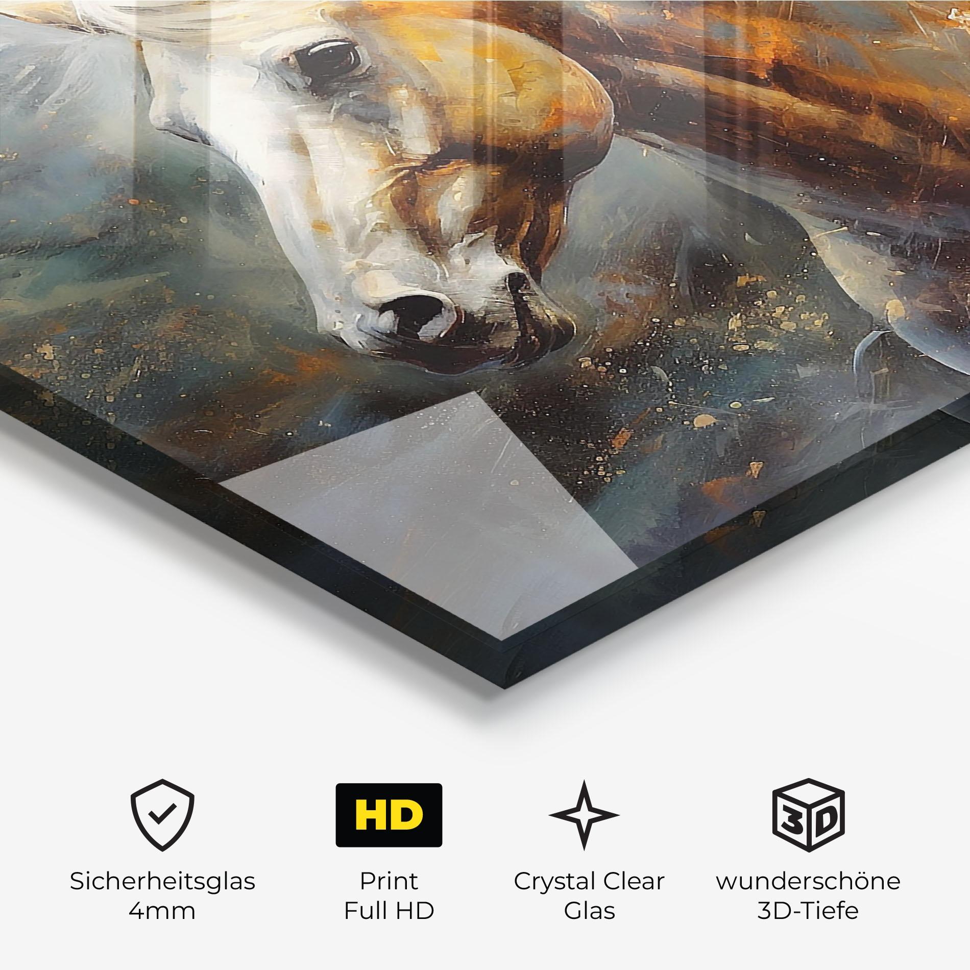 Glasbild White Hair Horse mockup 3