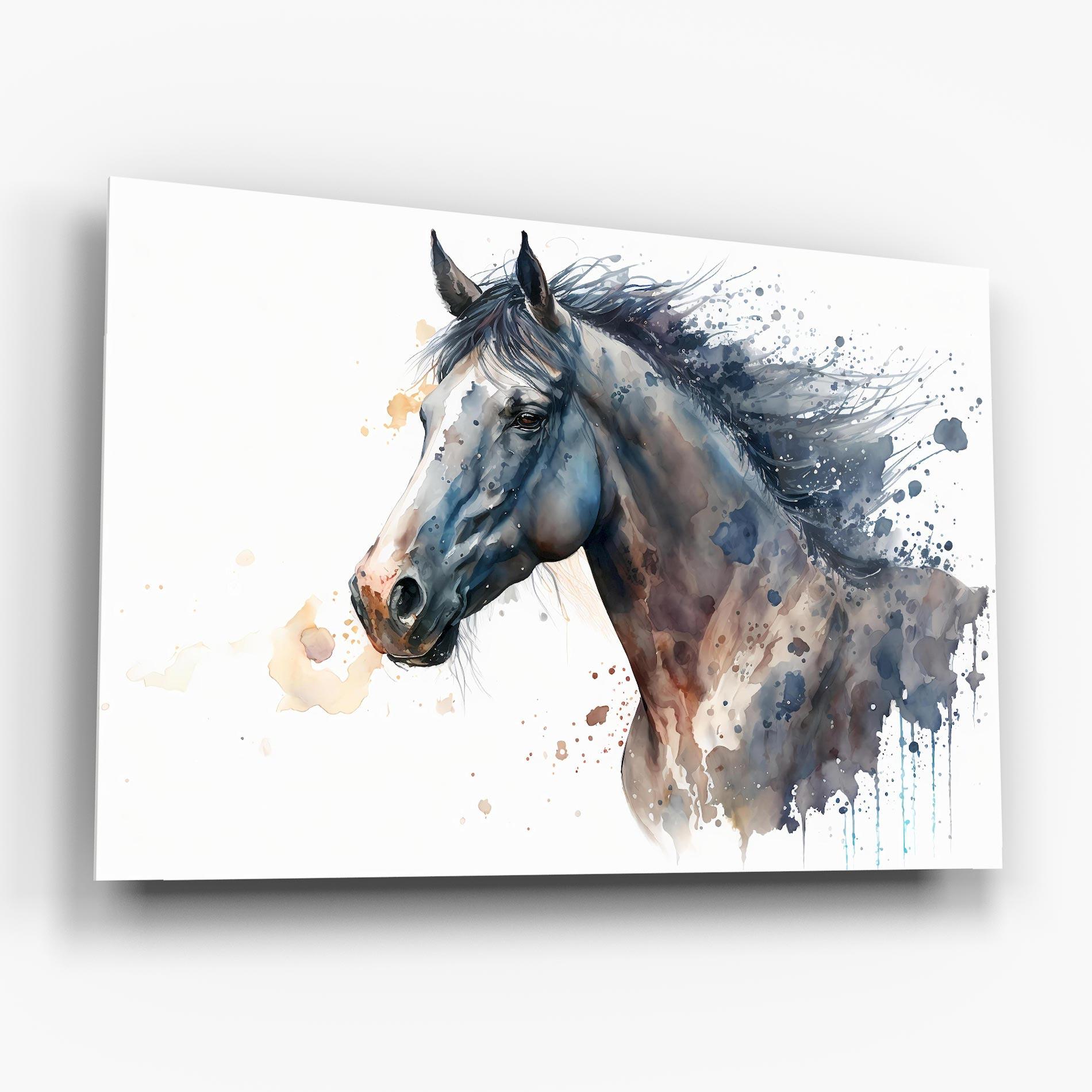 Glasbild Blue Horse Painting mockup 6