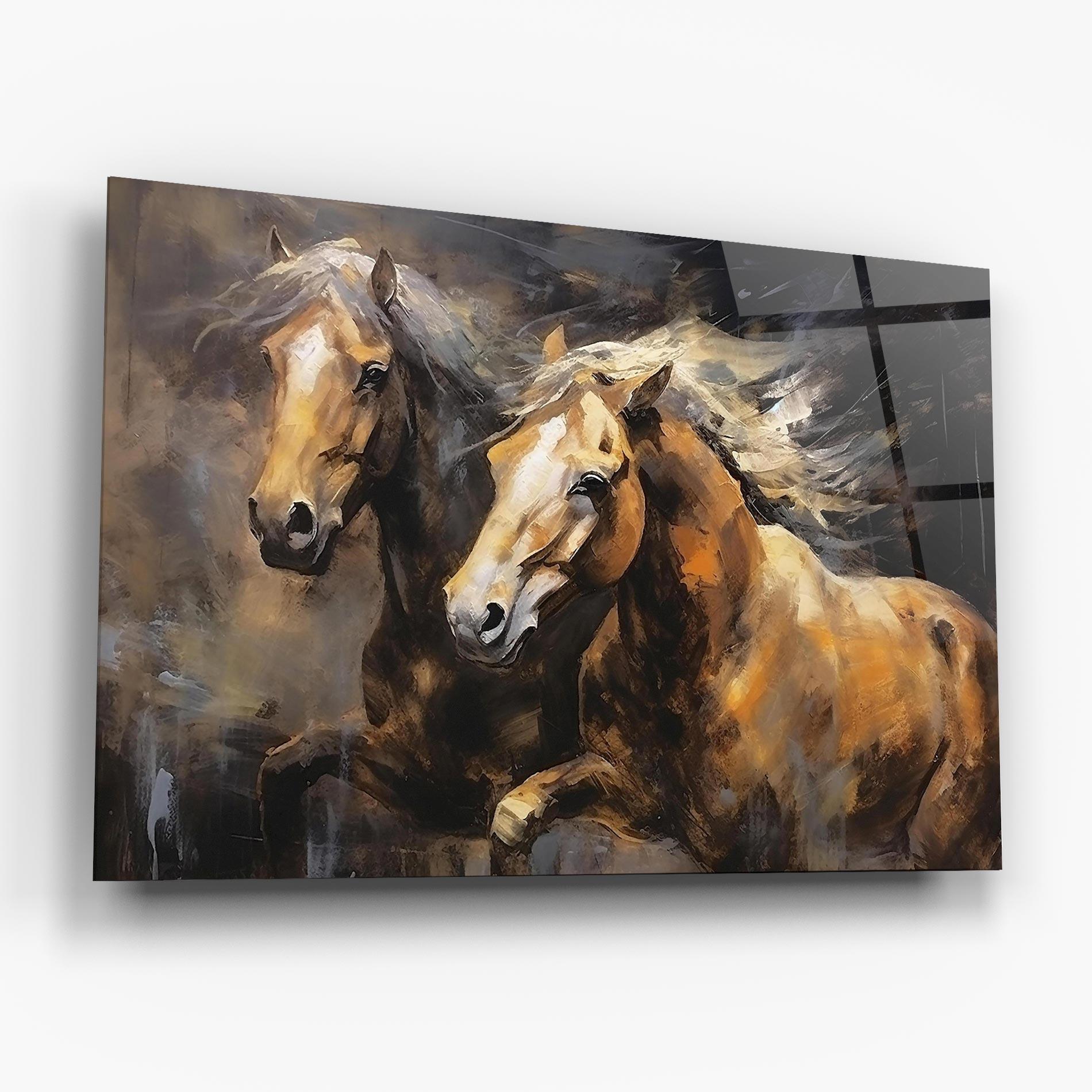 Glasbild Brown Horses Running mockup 6