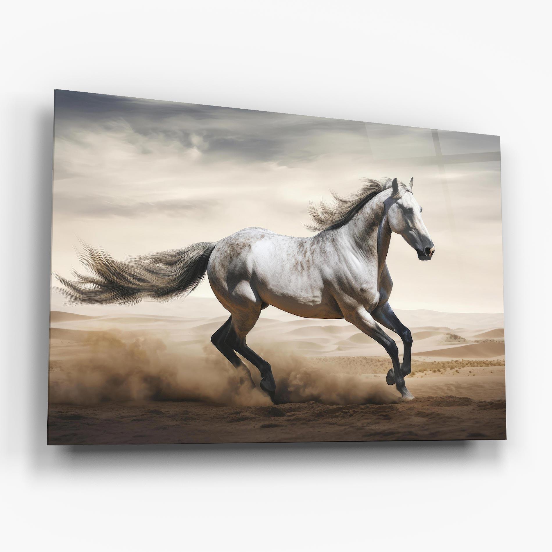 Glasbild Desert Horse Galloping mockup 6