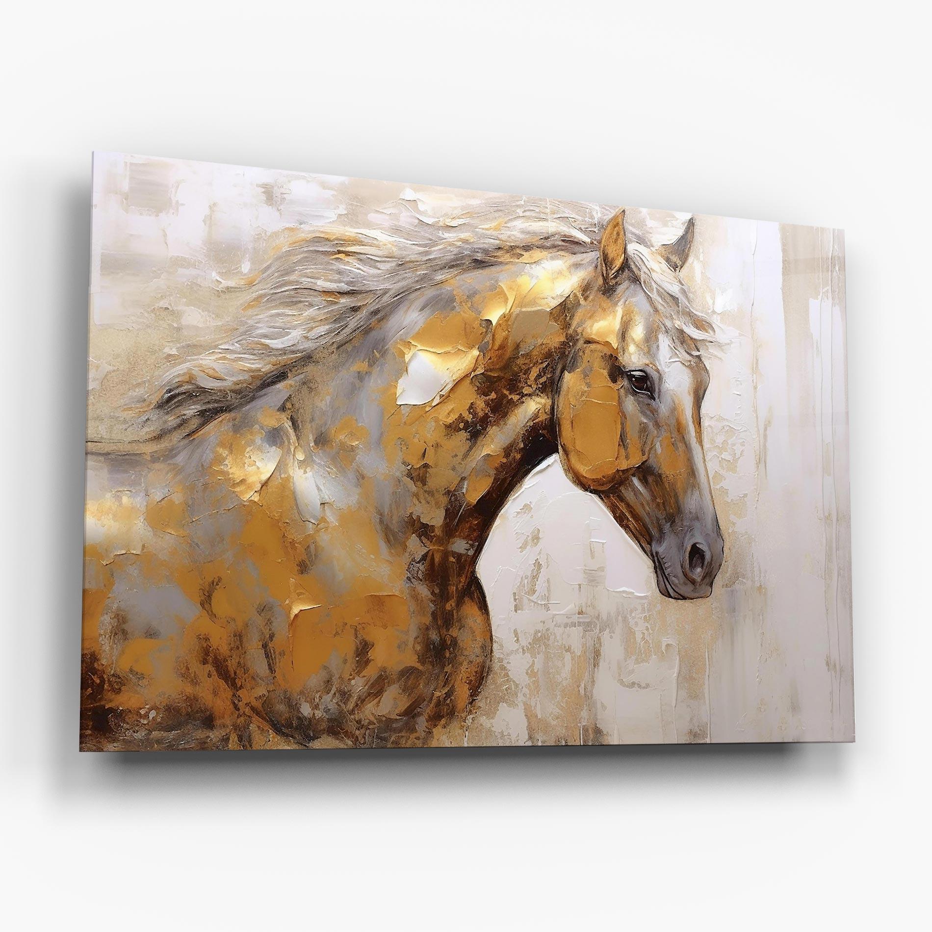 Glasbild Gold Texture Horse mockup 6