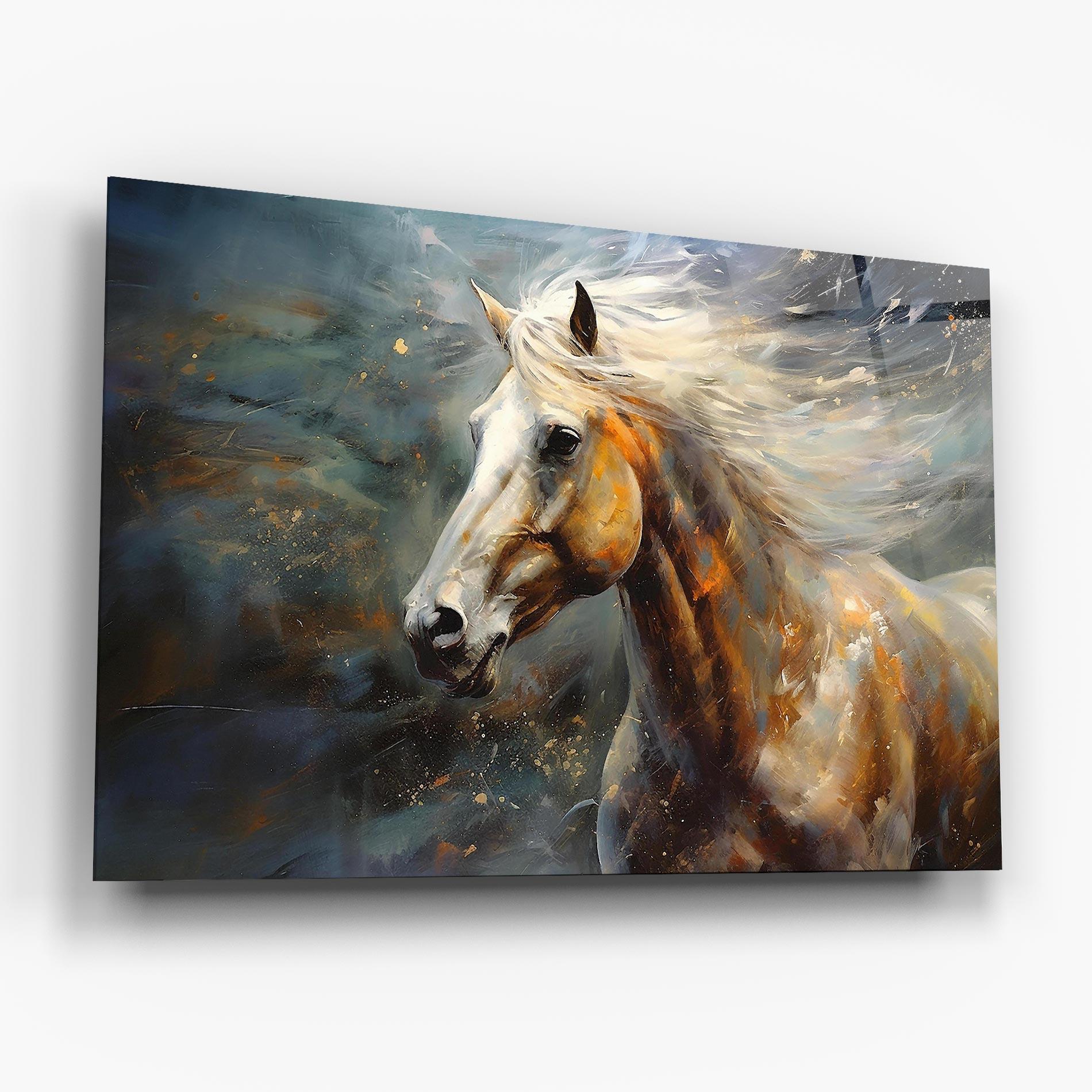 Glasbild White Hair Horse mockup 6
