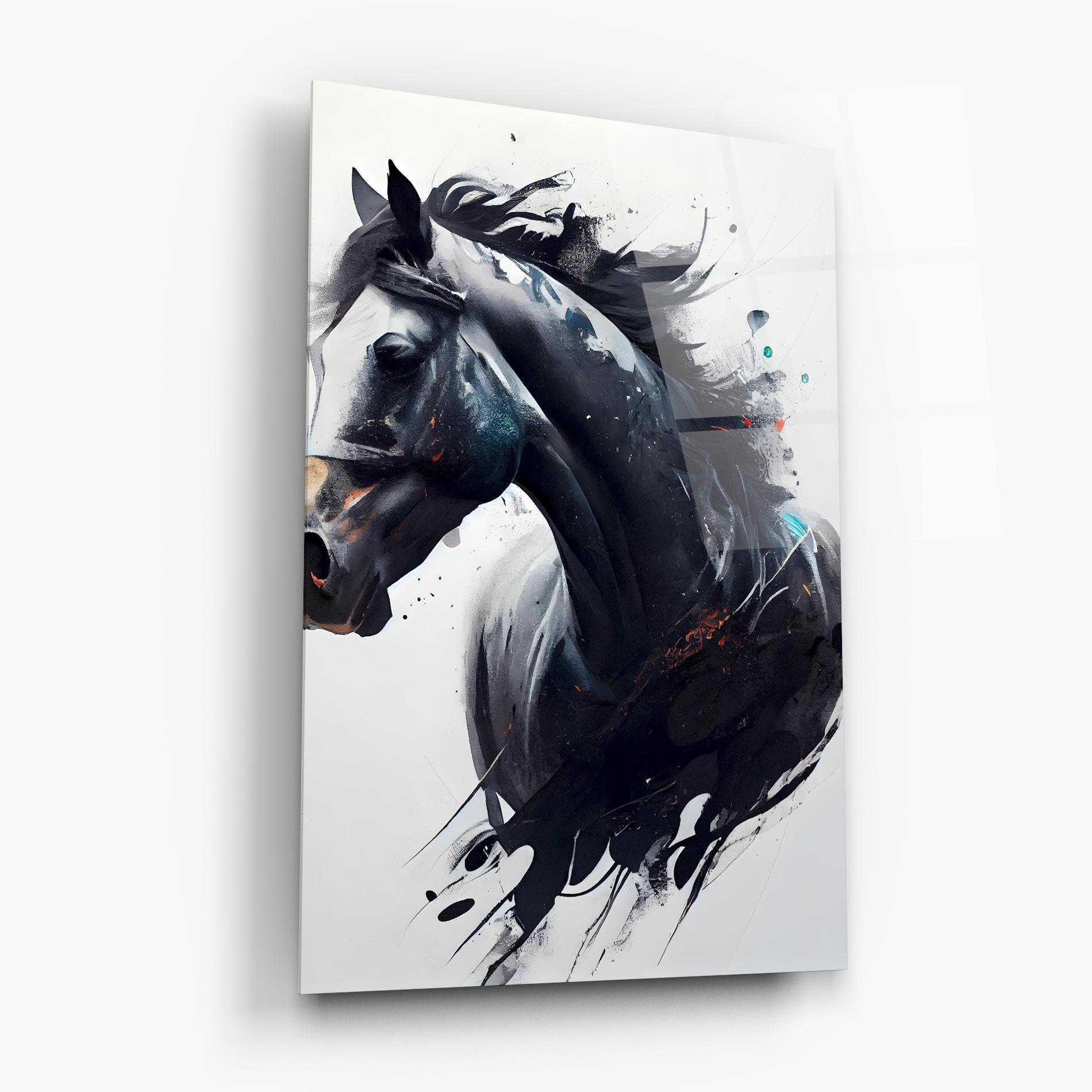 Glasbild Black Paint Horse mockup 6