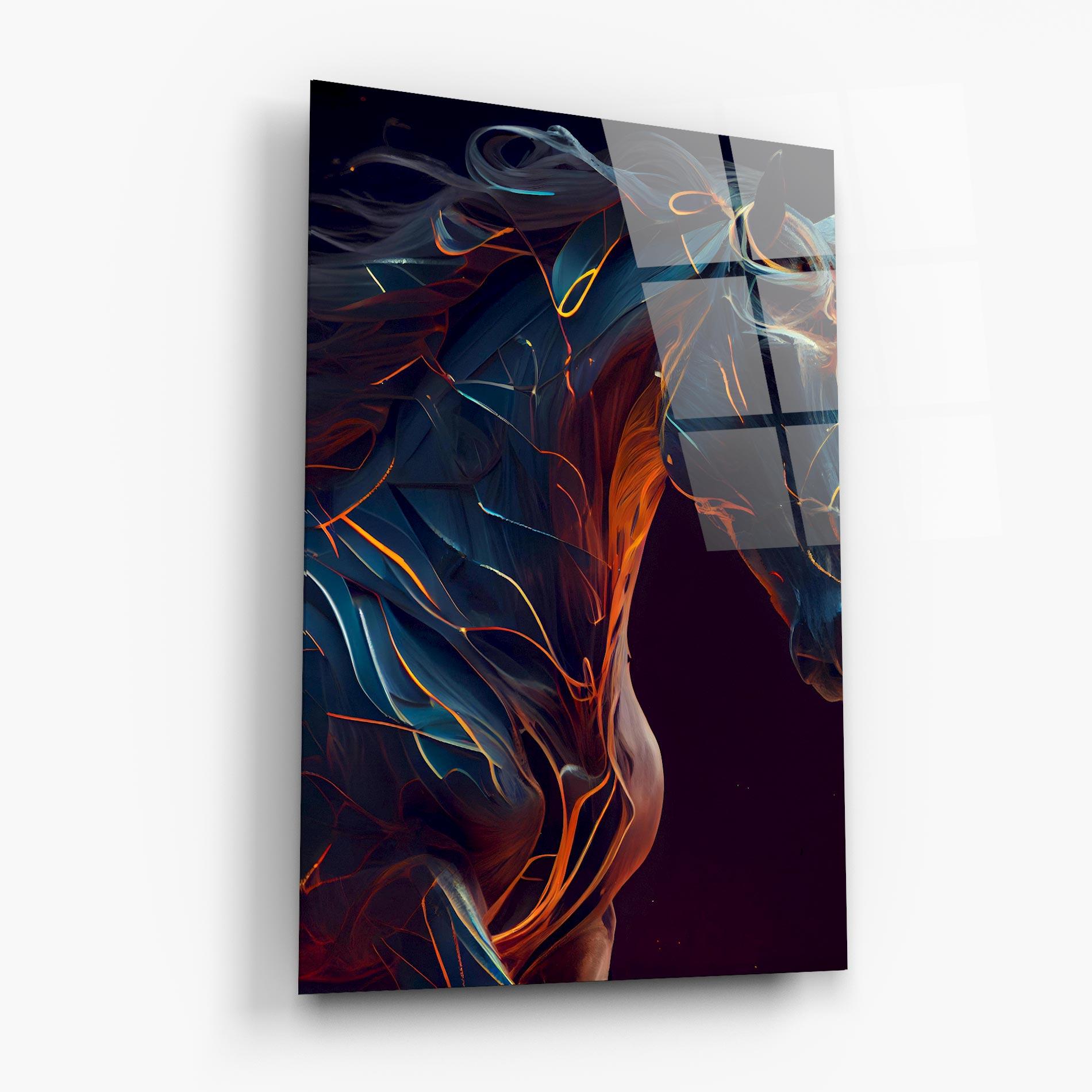 Glasbild Fire Lines Horse mockup 6