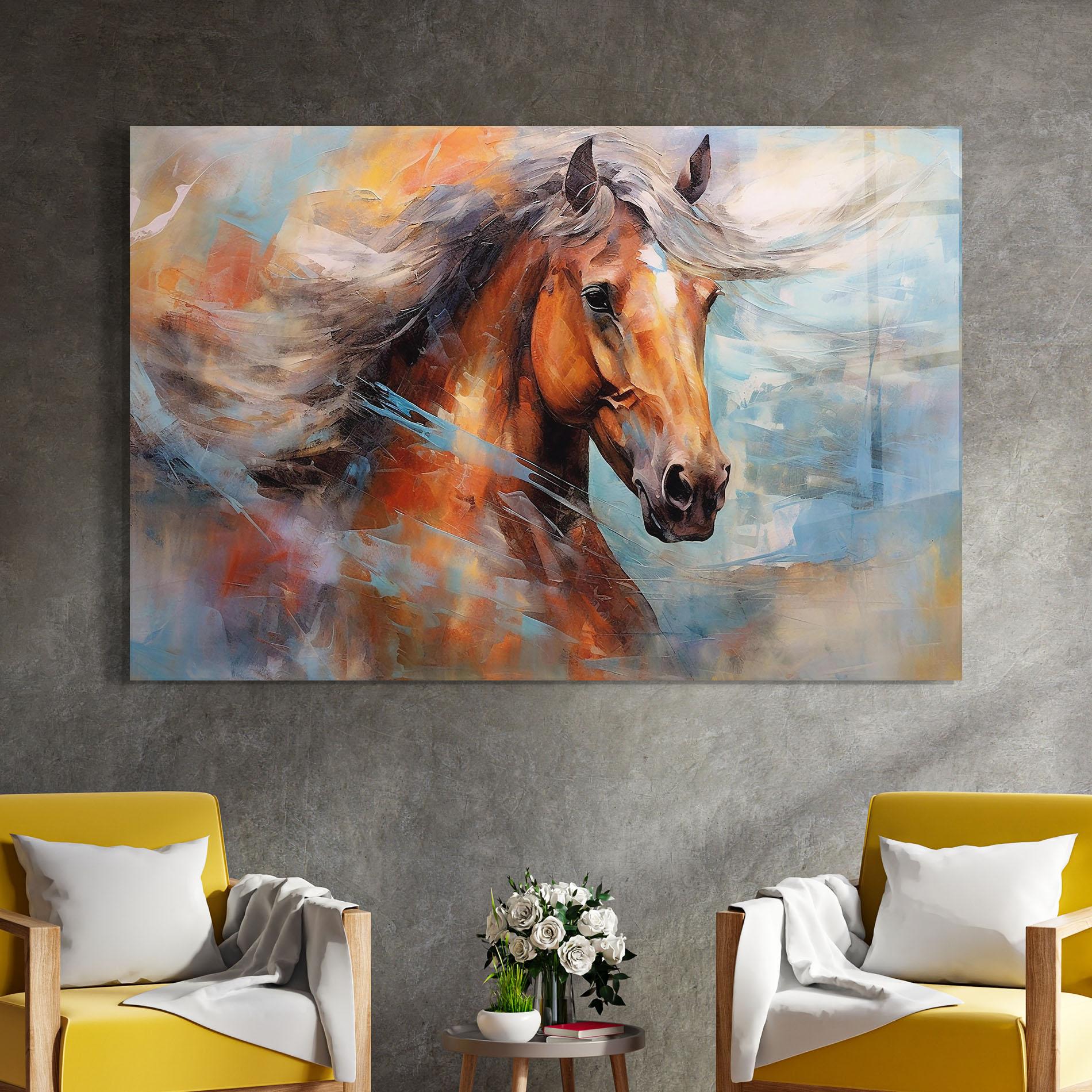 Glasbild Beautiful Brown Horse mockup 4