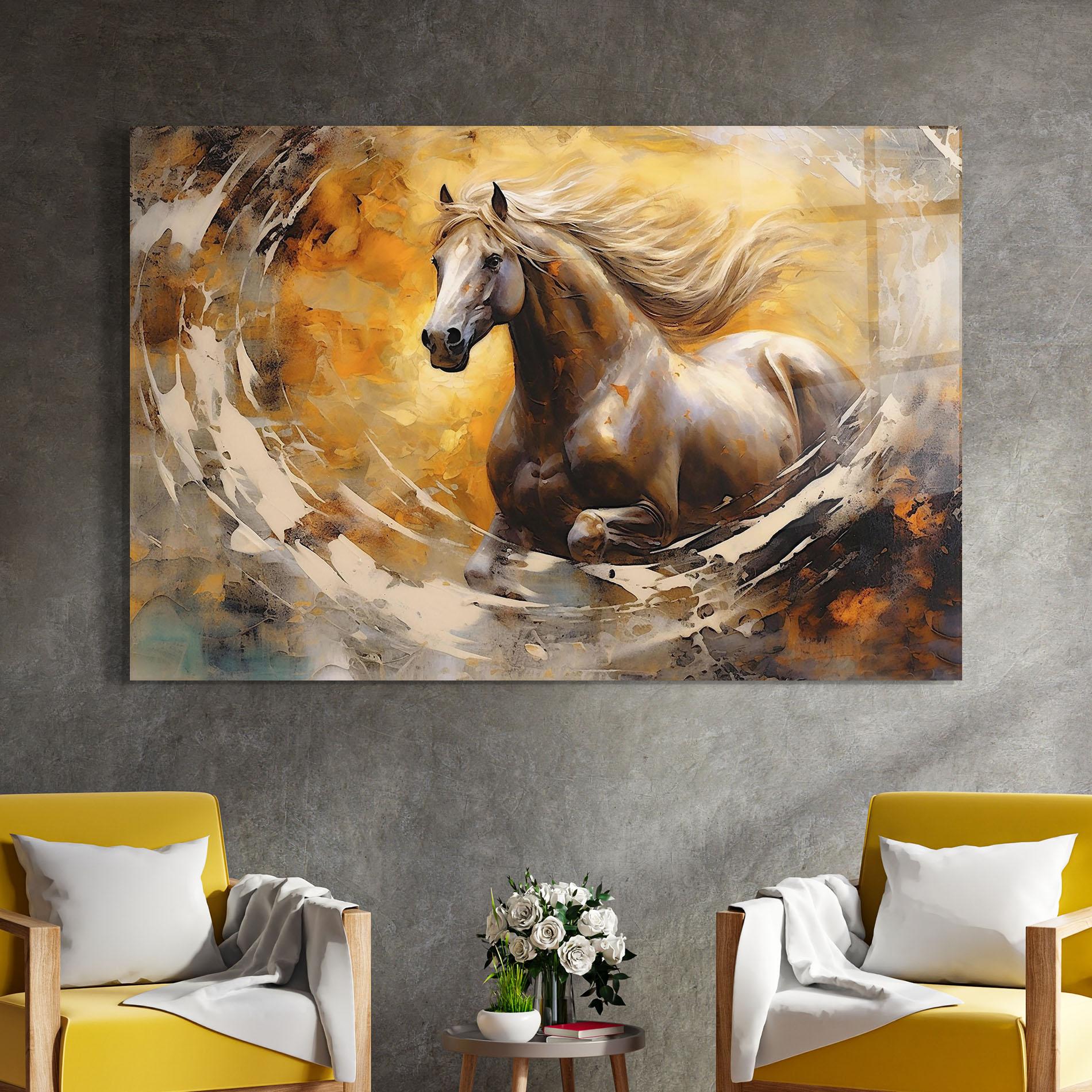 Glasbild Beautiful Horse Running mockup 4