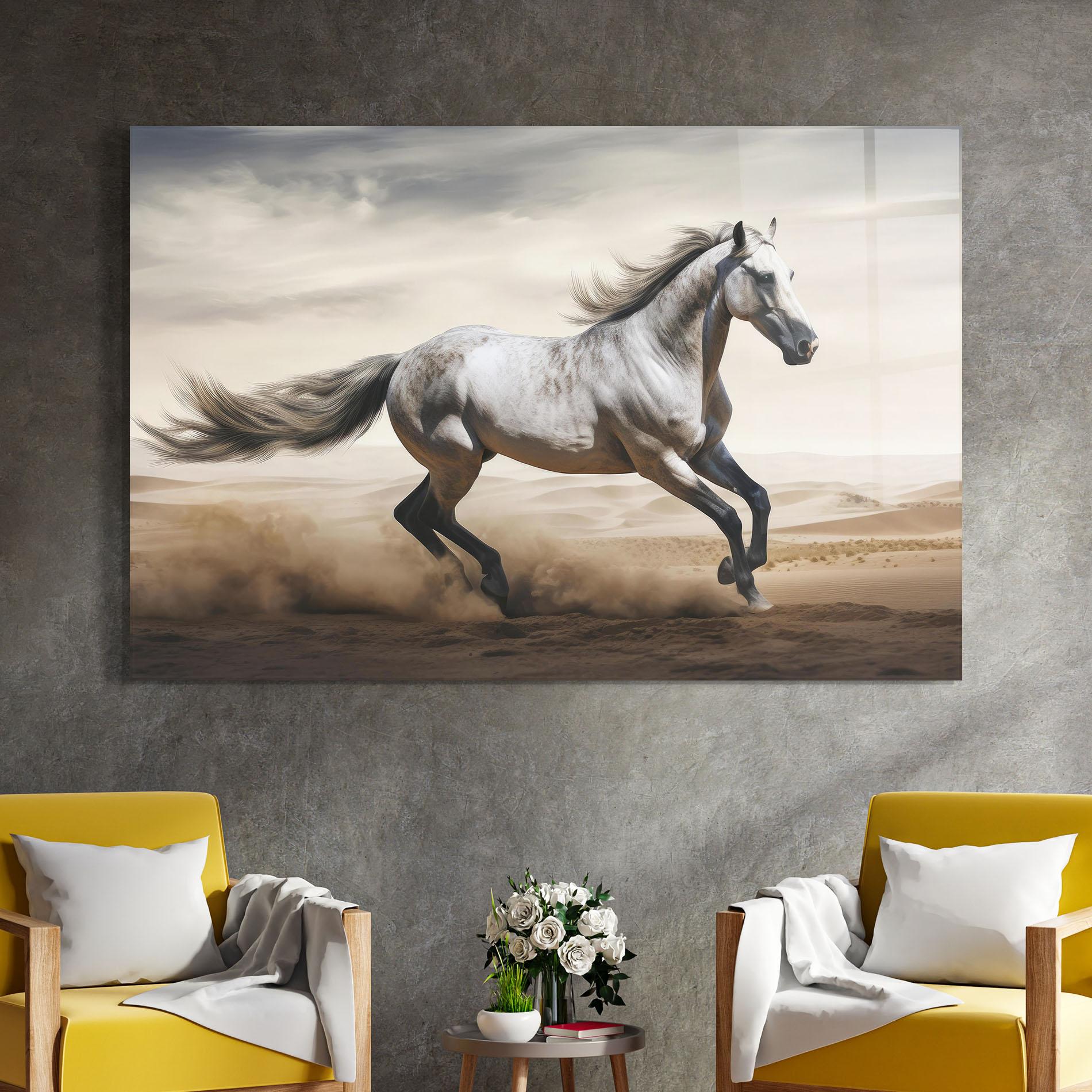 Glasbild Desert Horse Galloping mockup 4