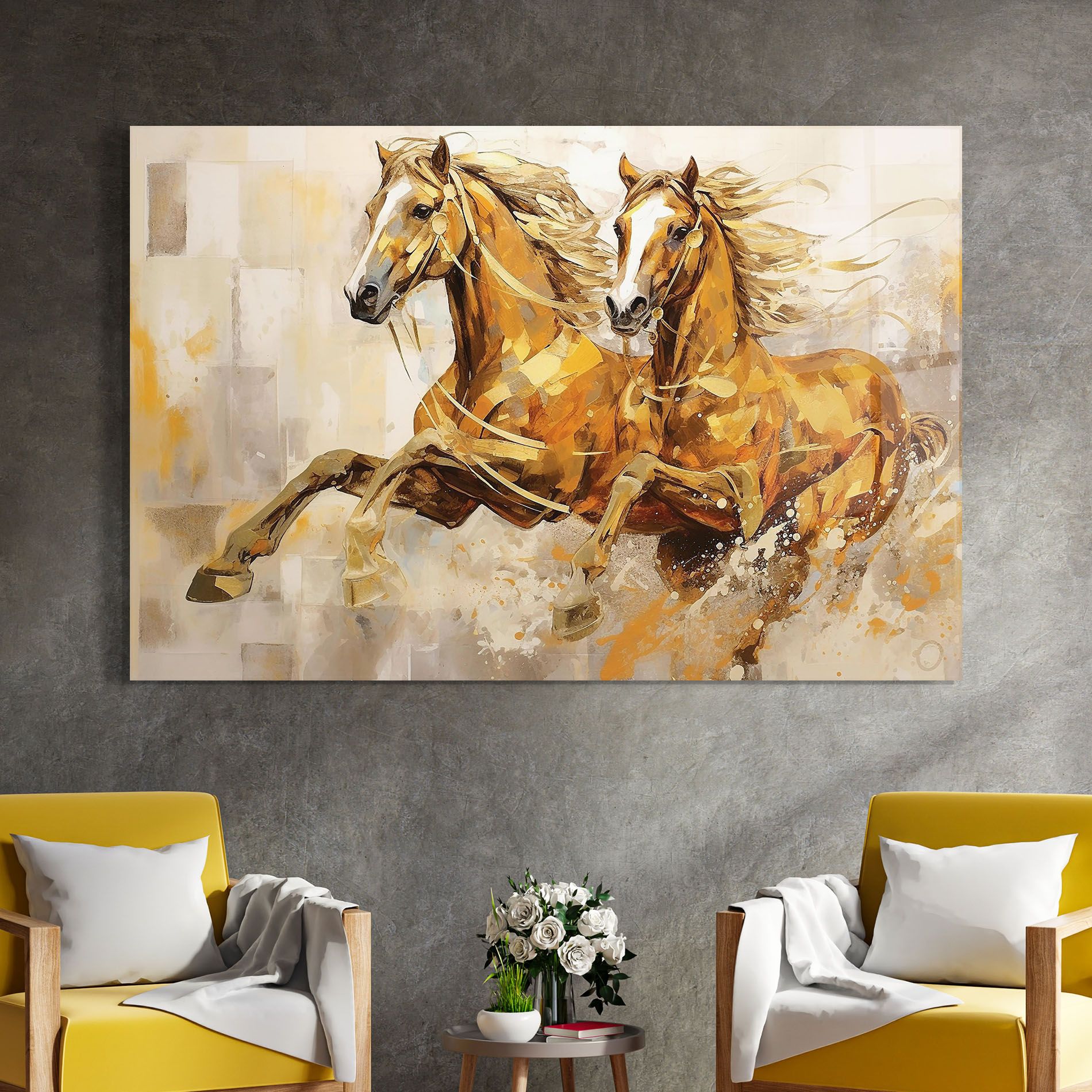 Light Brown Horses Running mockup 4