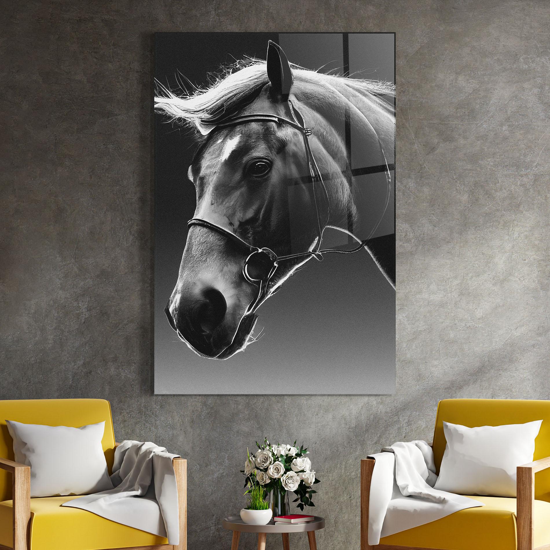 Glasbild Black Horse Profile mockup 4