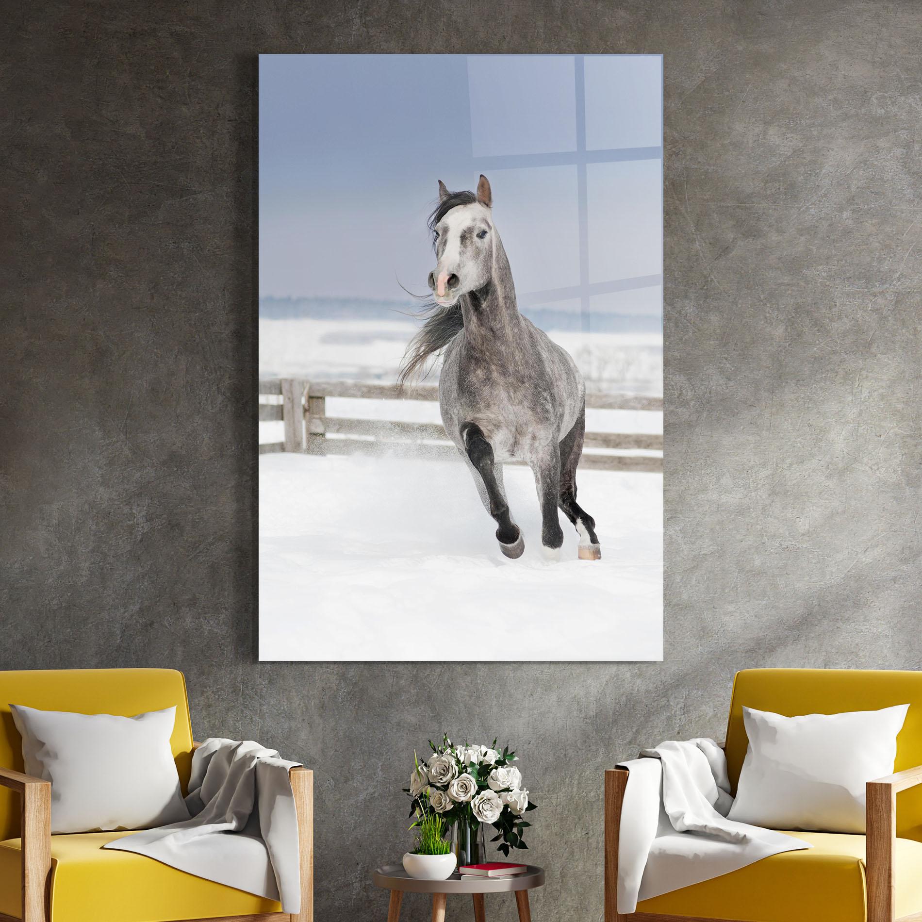 Glasbild Horse Running Free mockup 4