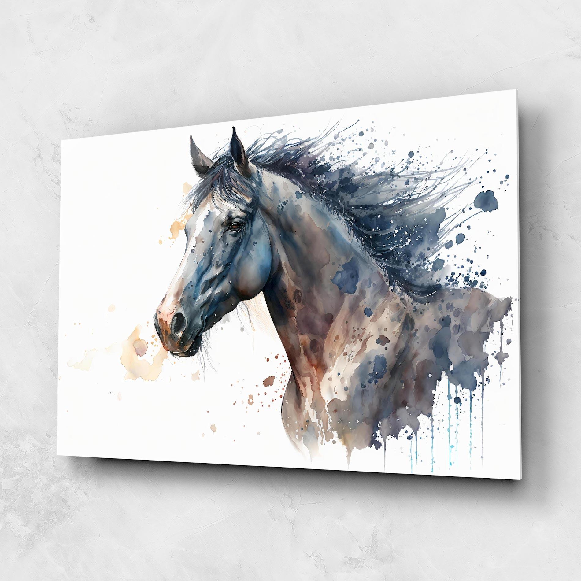 Glasbild Blue Horse Painting mockup 1