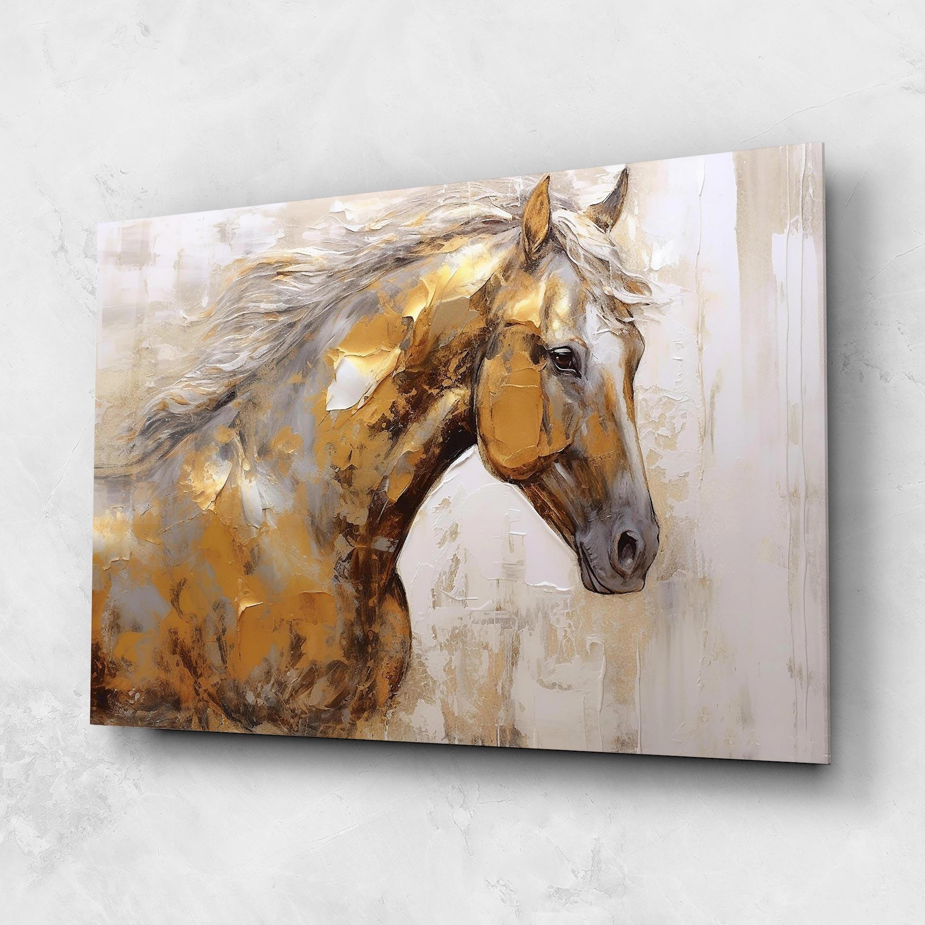 Glasbild Gold Texture Horse mockup 1