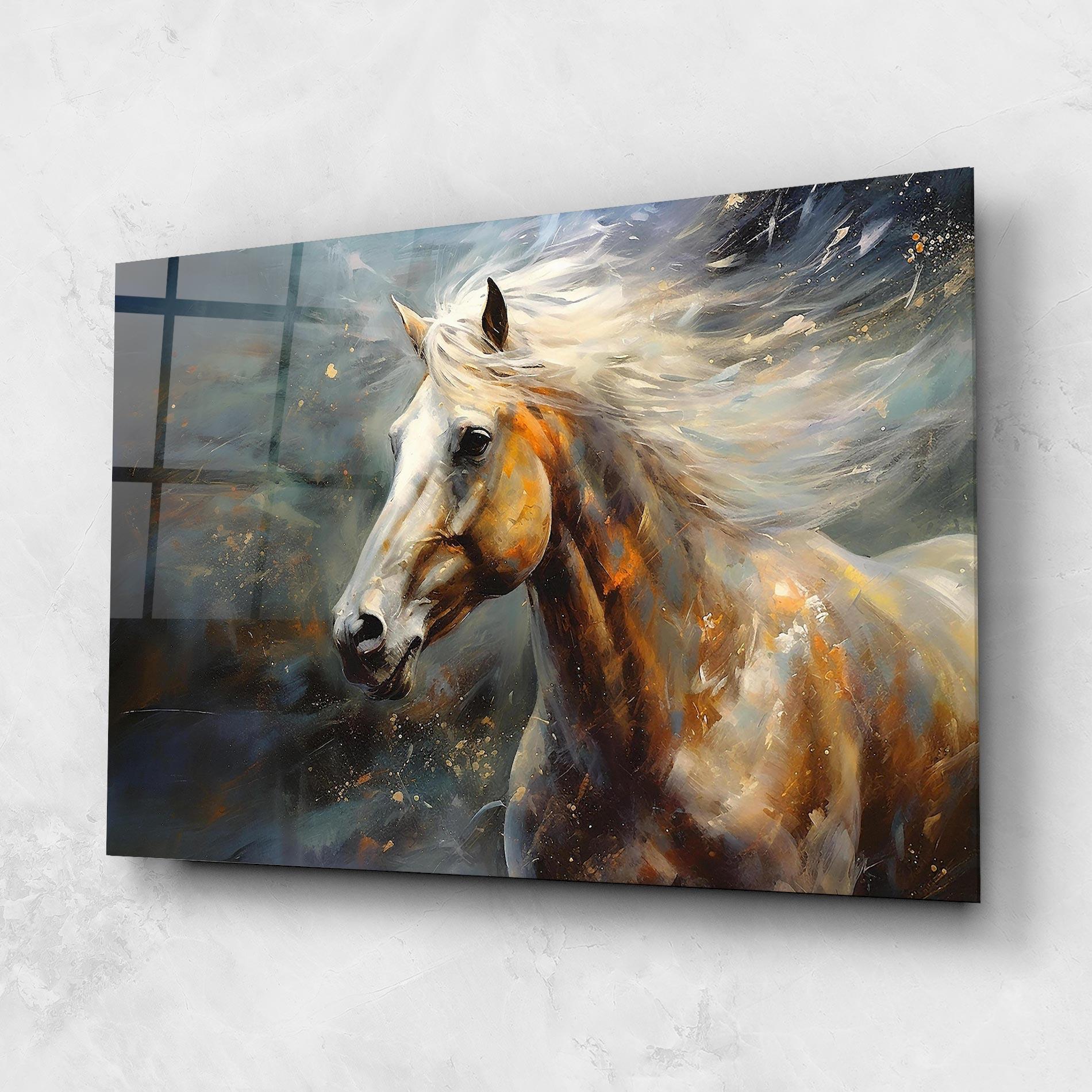 Glasbild White Hair Horse mockup 1