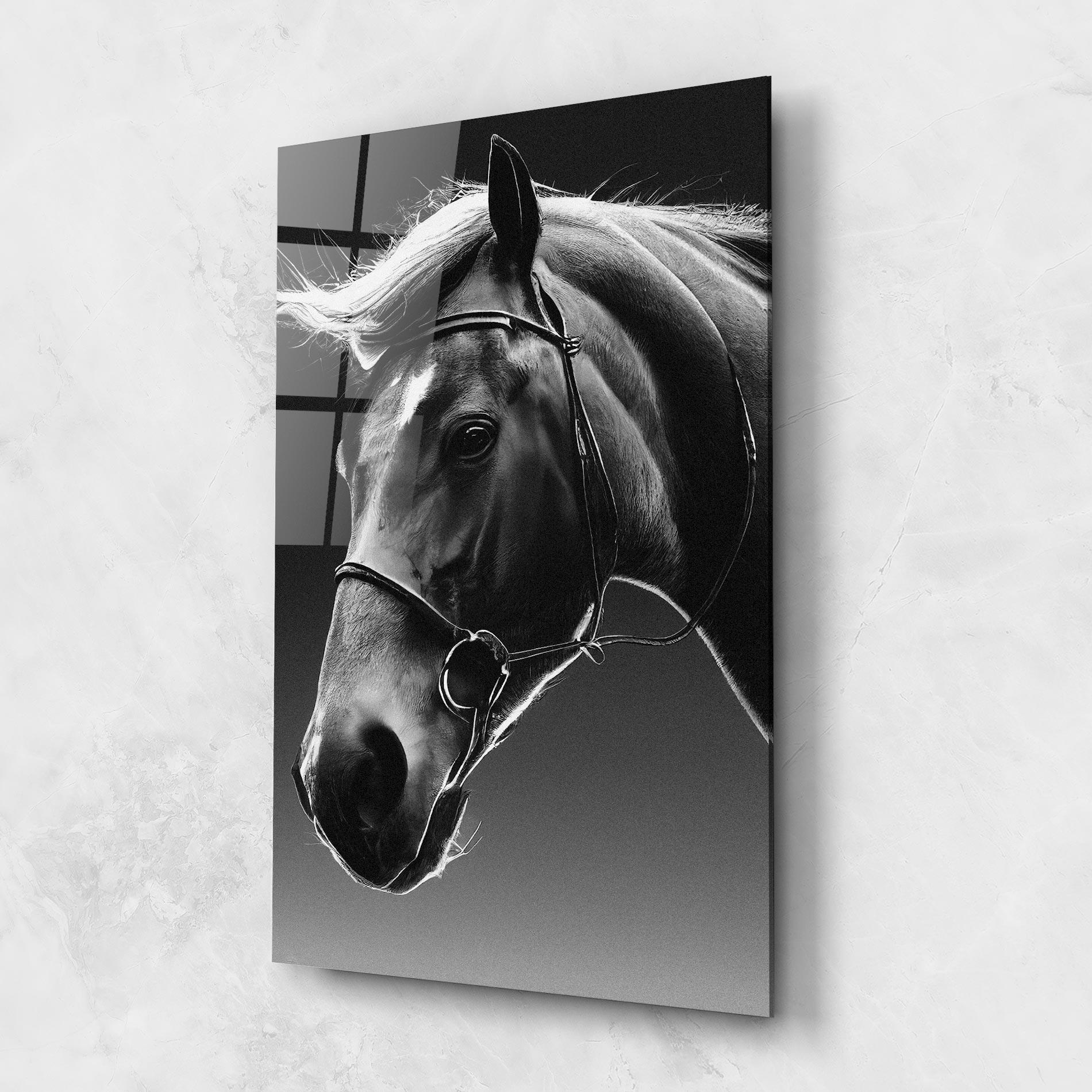 Glasbild Black Horse Profile mockup 1