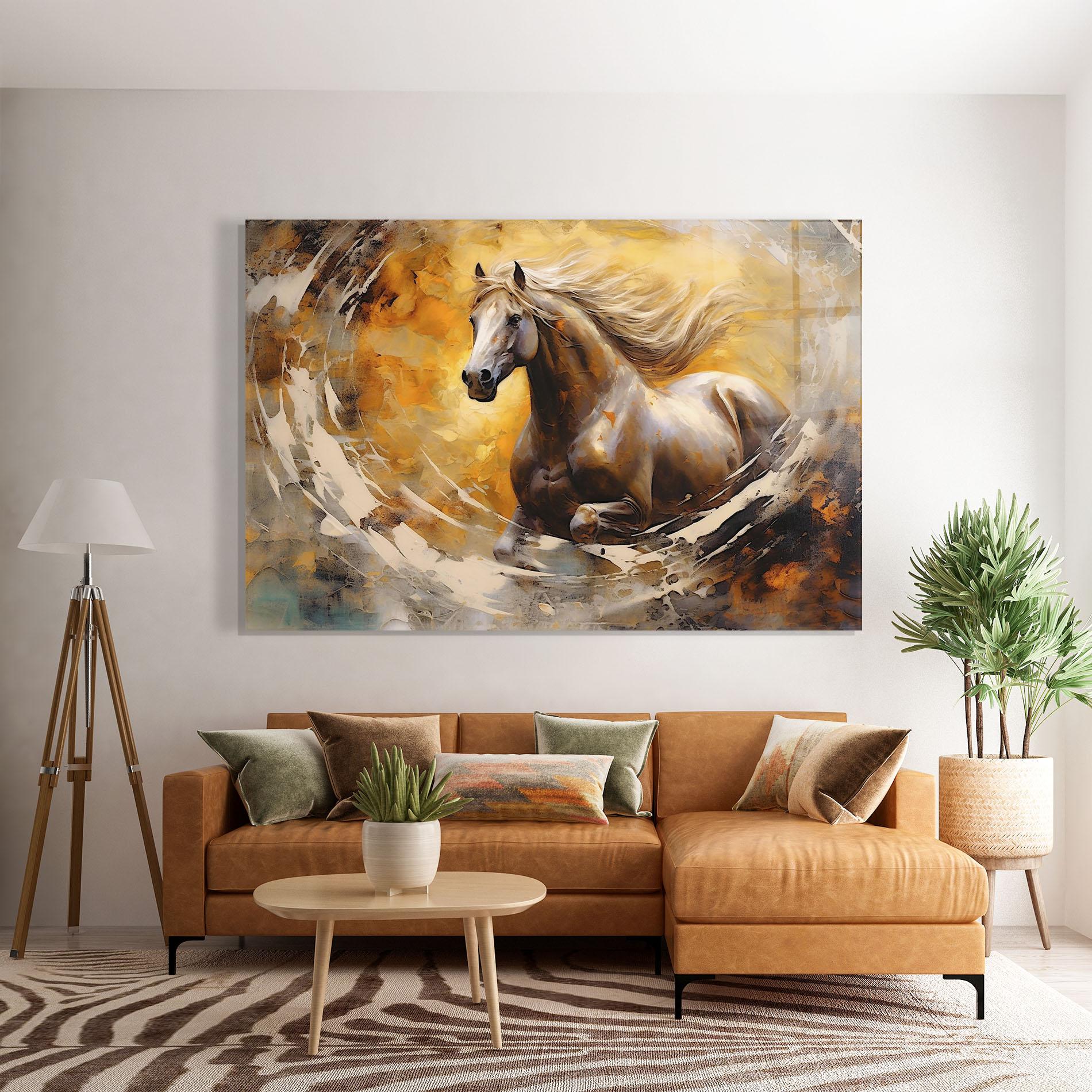 Glasbild Beautiful Horse Running mockup 7