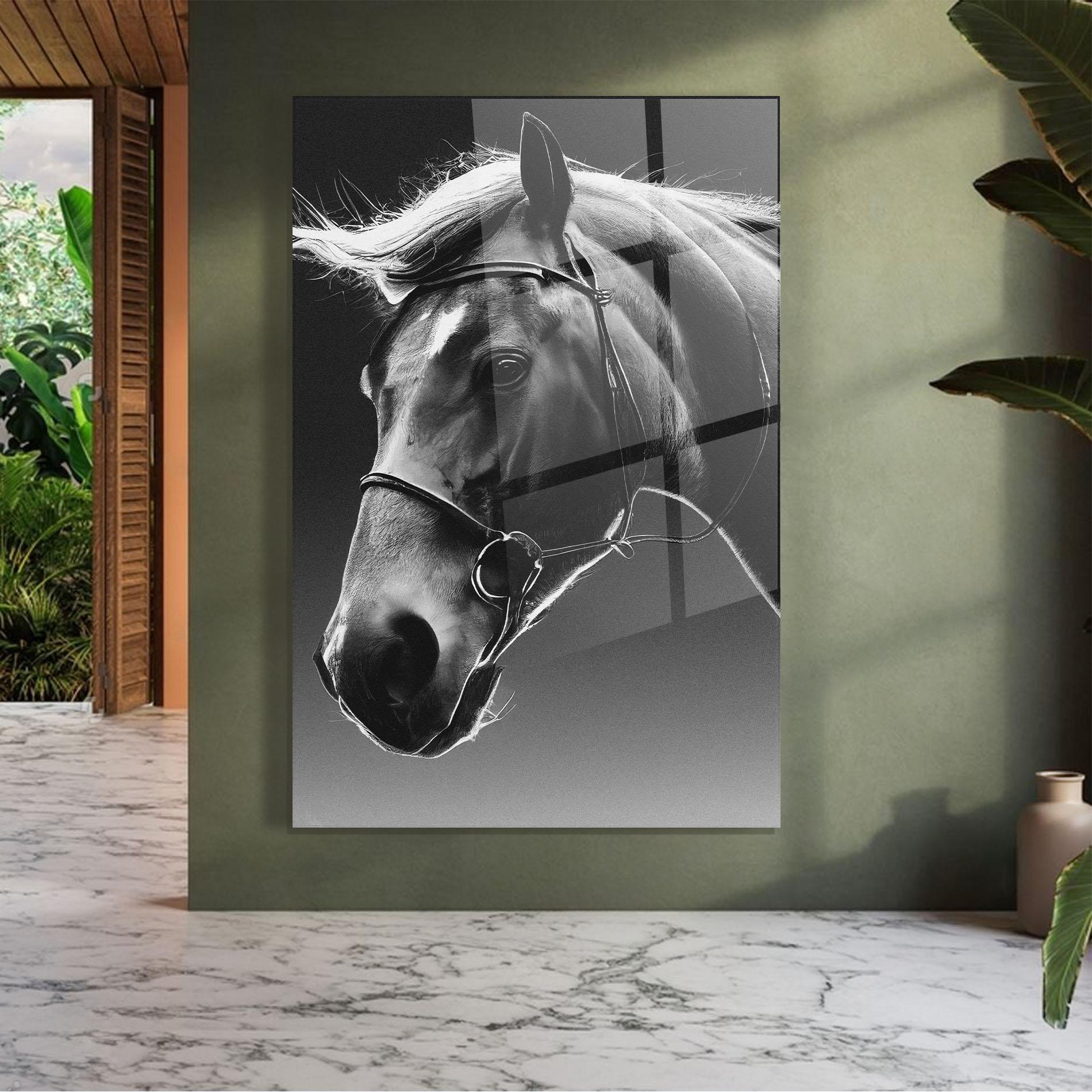 Glasbild Black Horse Profile mockup 7
