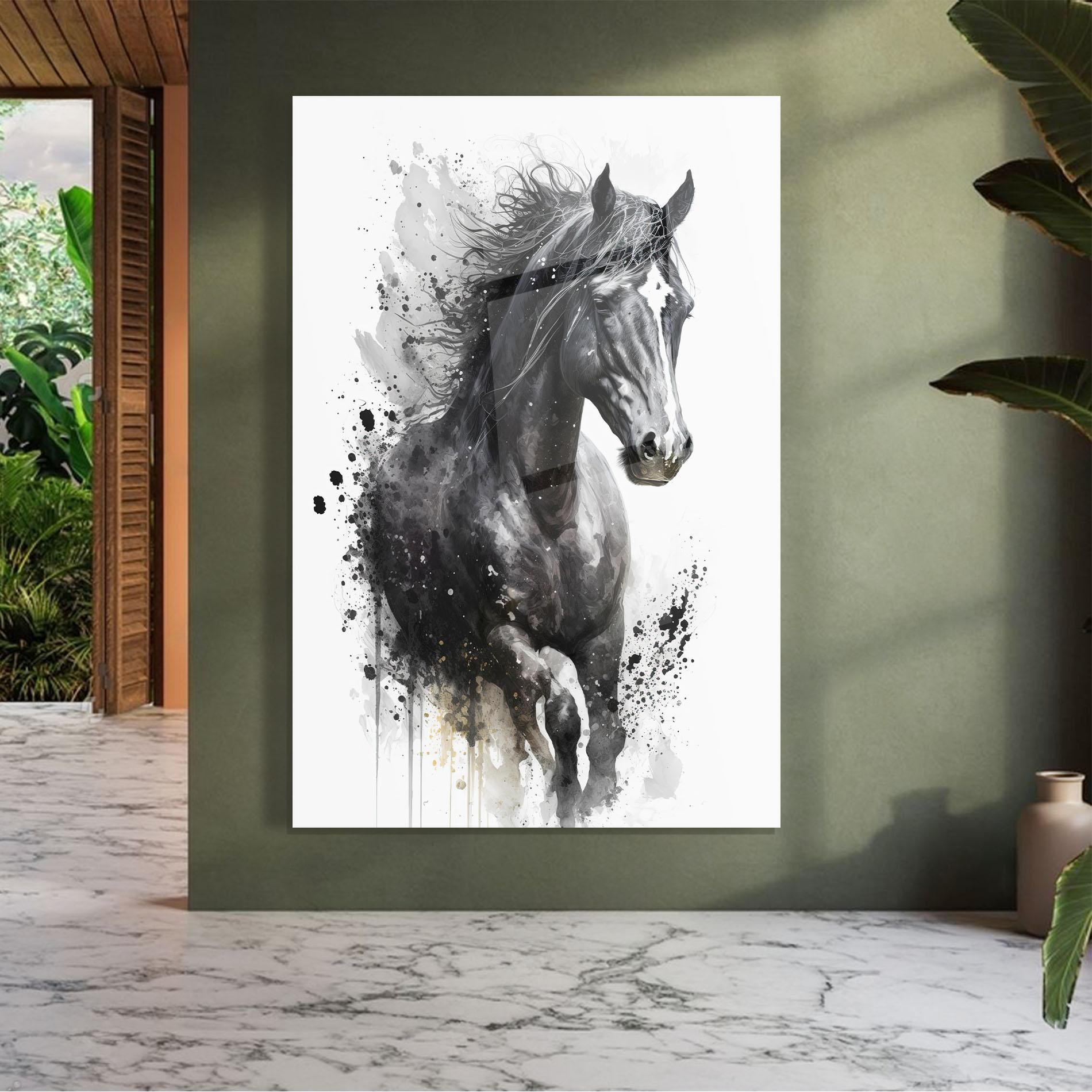 Glasbild Black Horse mockup 7