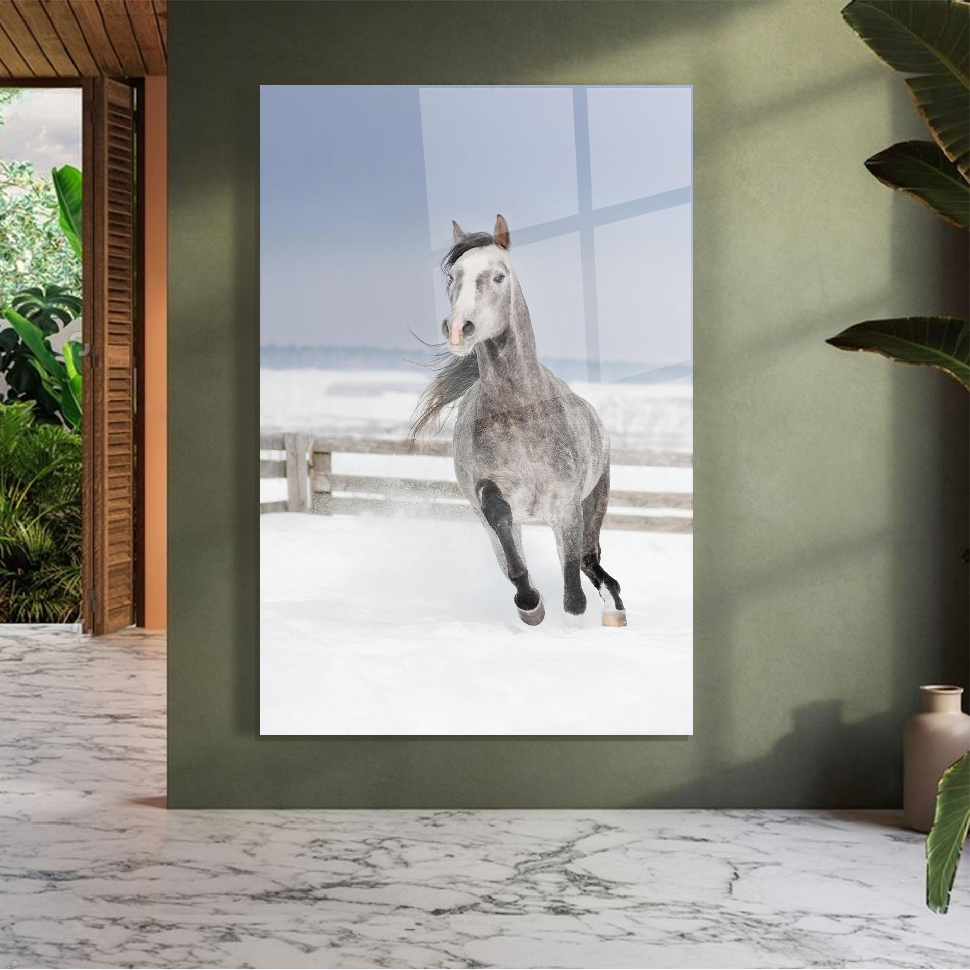Glasbild Horse Running Free mockup 7