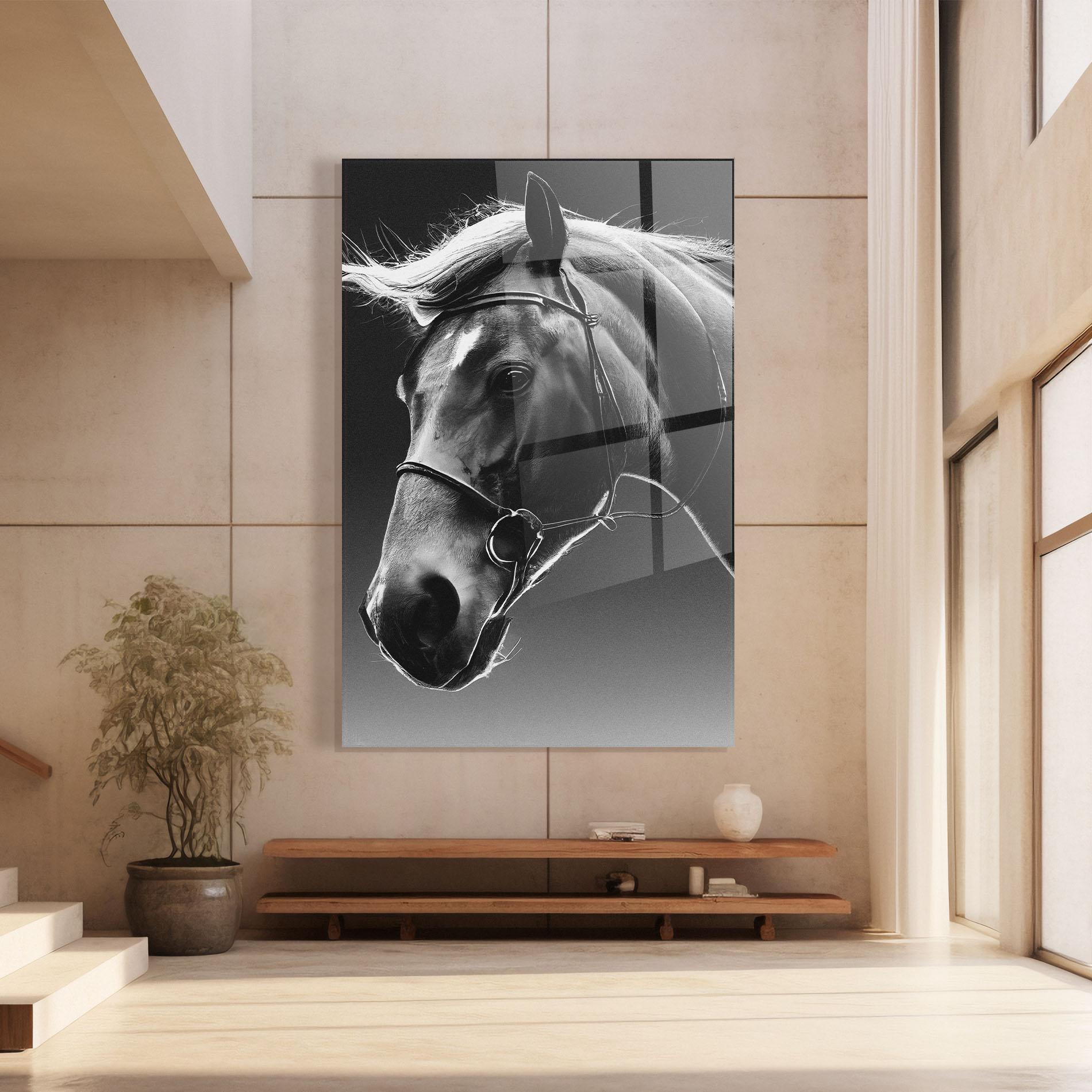 Glasbild Black Horse Profile mockup 8
