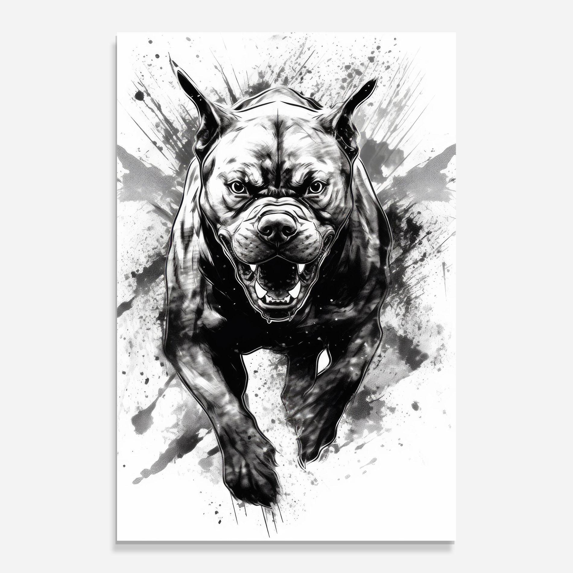 Glasbild Angry Dog Jump mockup 0