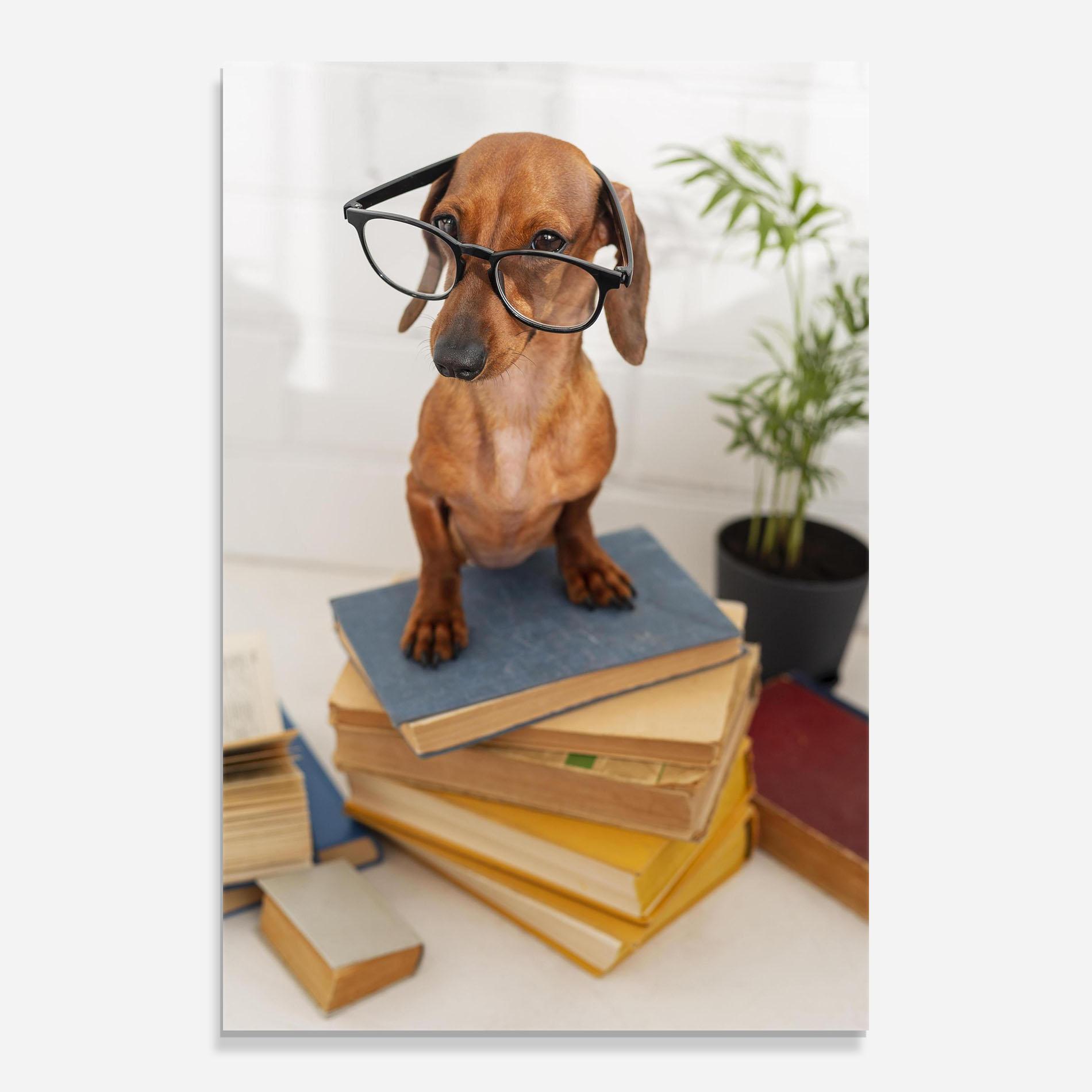 Glasbild Books Cute Dog mockup 0