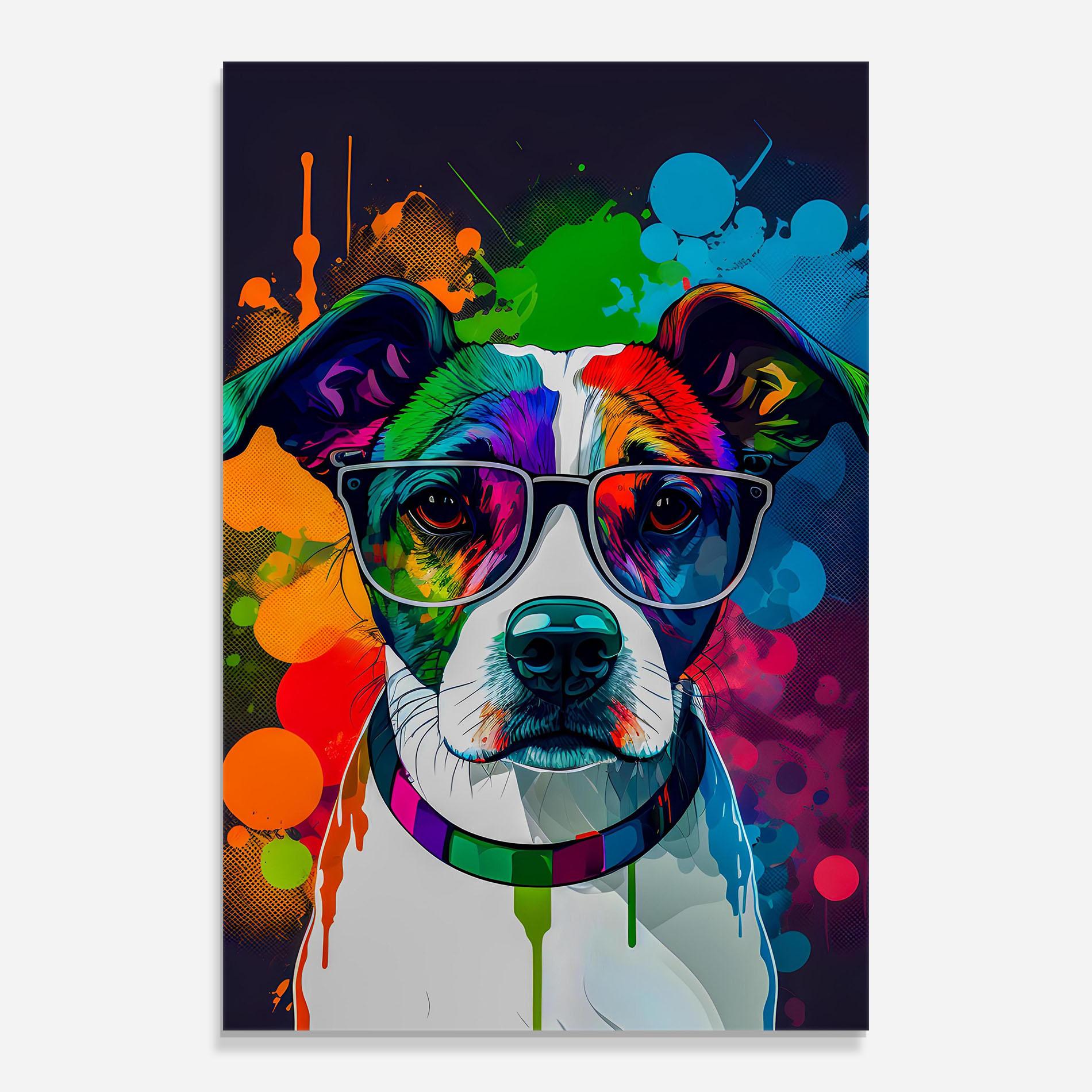 Glasbild Colorful Dog mockup 0