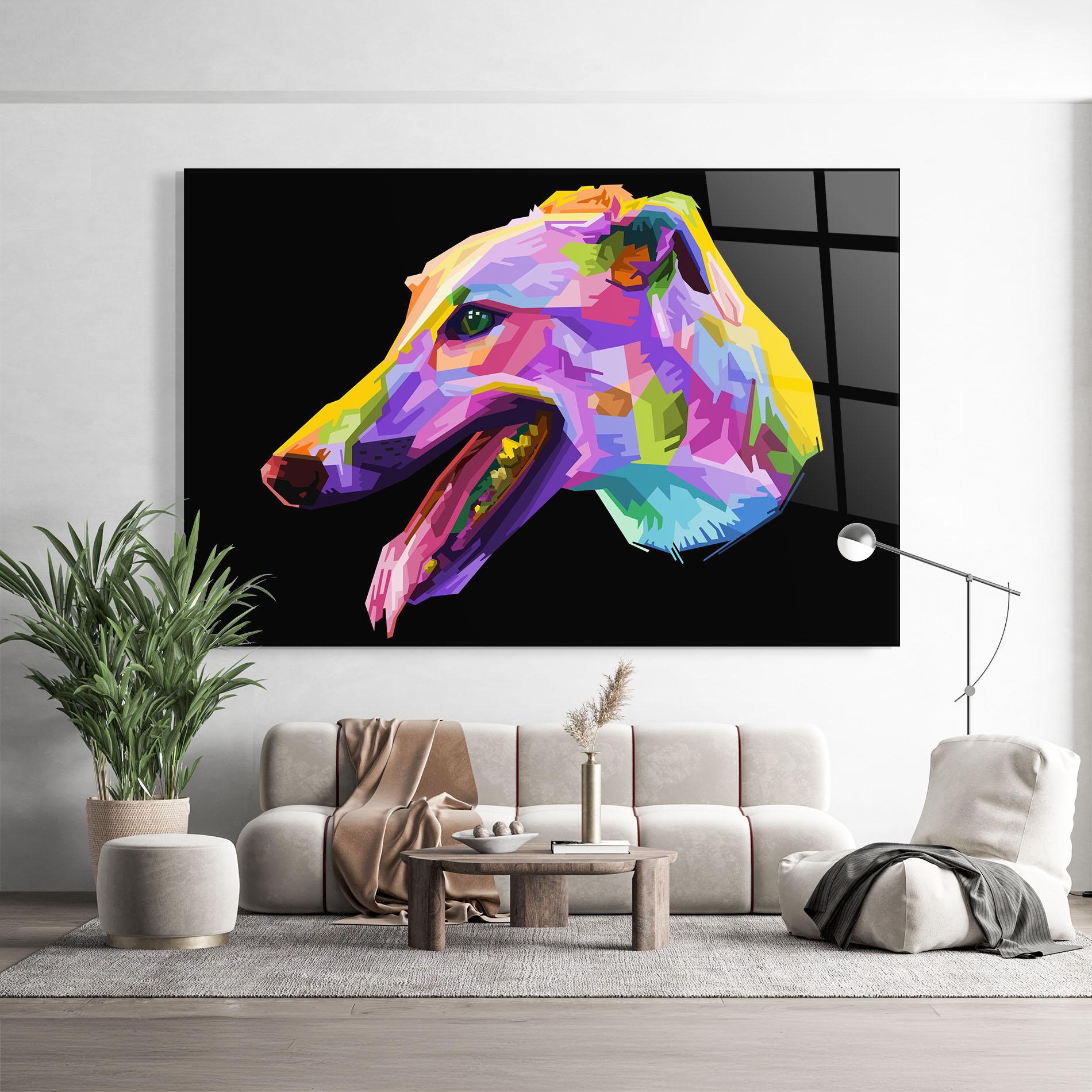 Glasbild Colorful Dog Art mockup 9