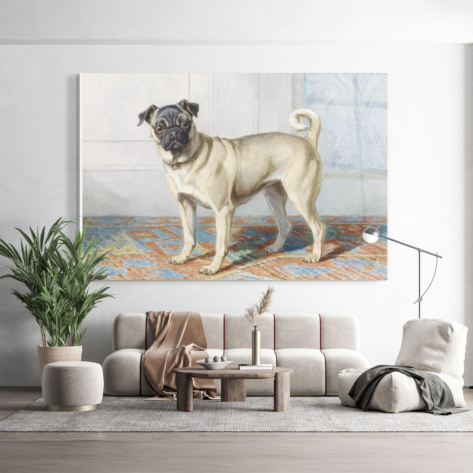 Glasbild Cute Cream Dog mockup 9