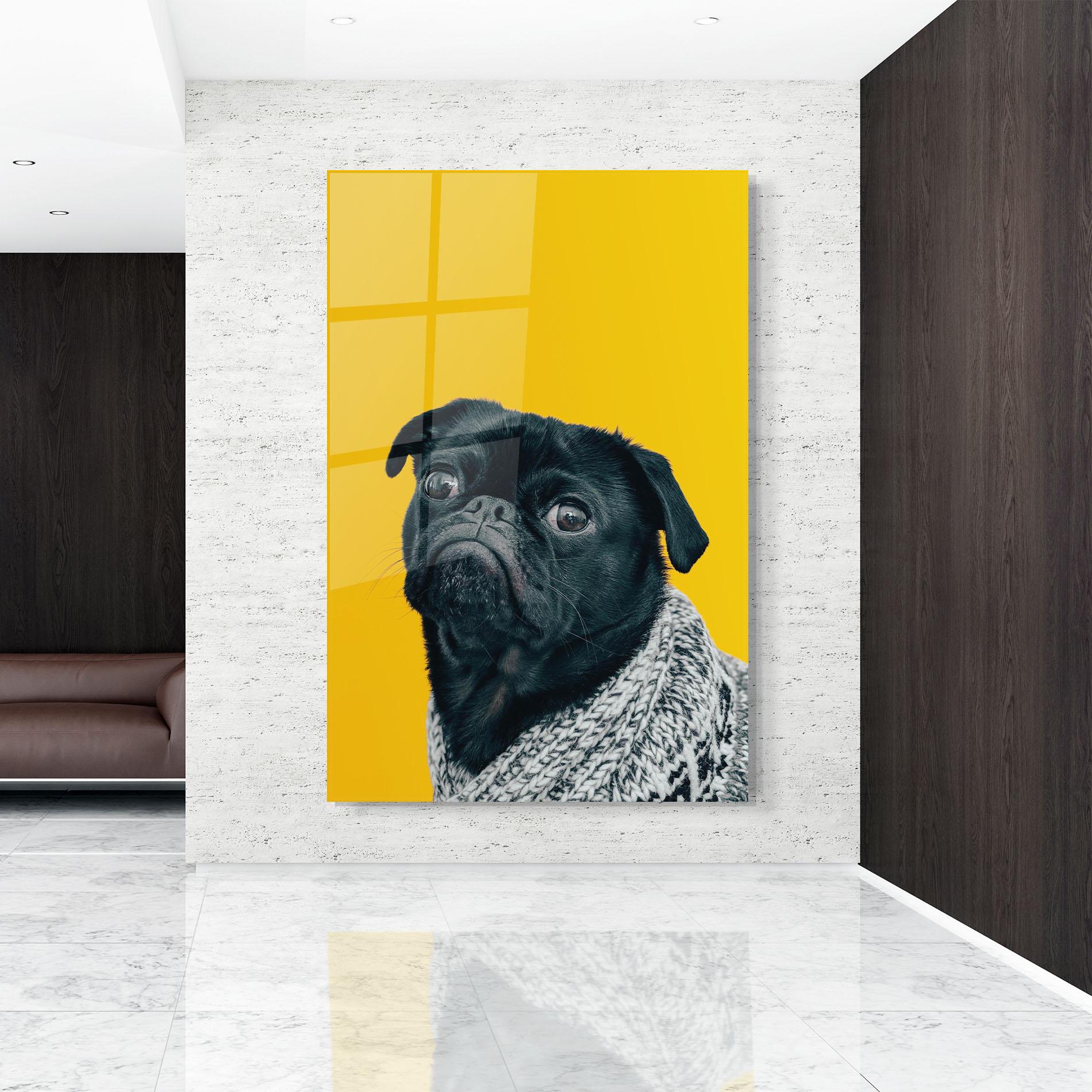 Glasbild Black Pug mockup 9