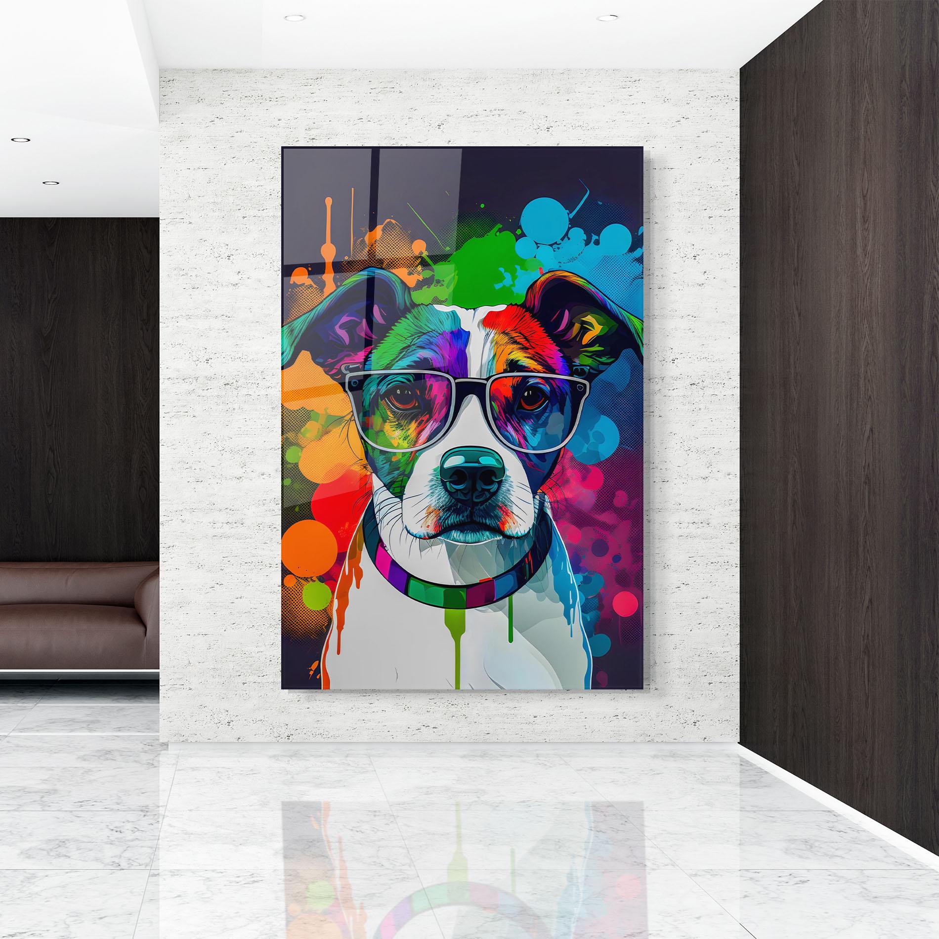 Glasbild Colorful Dog mockup 9