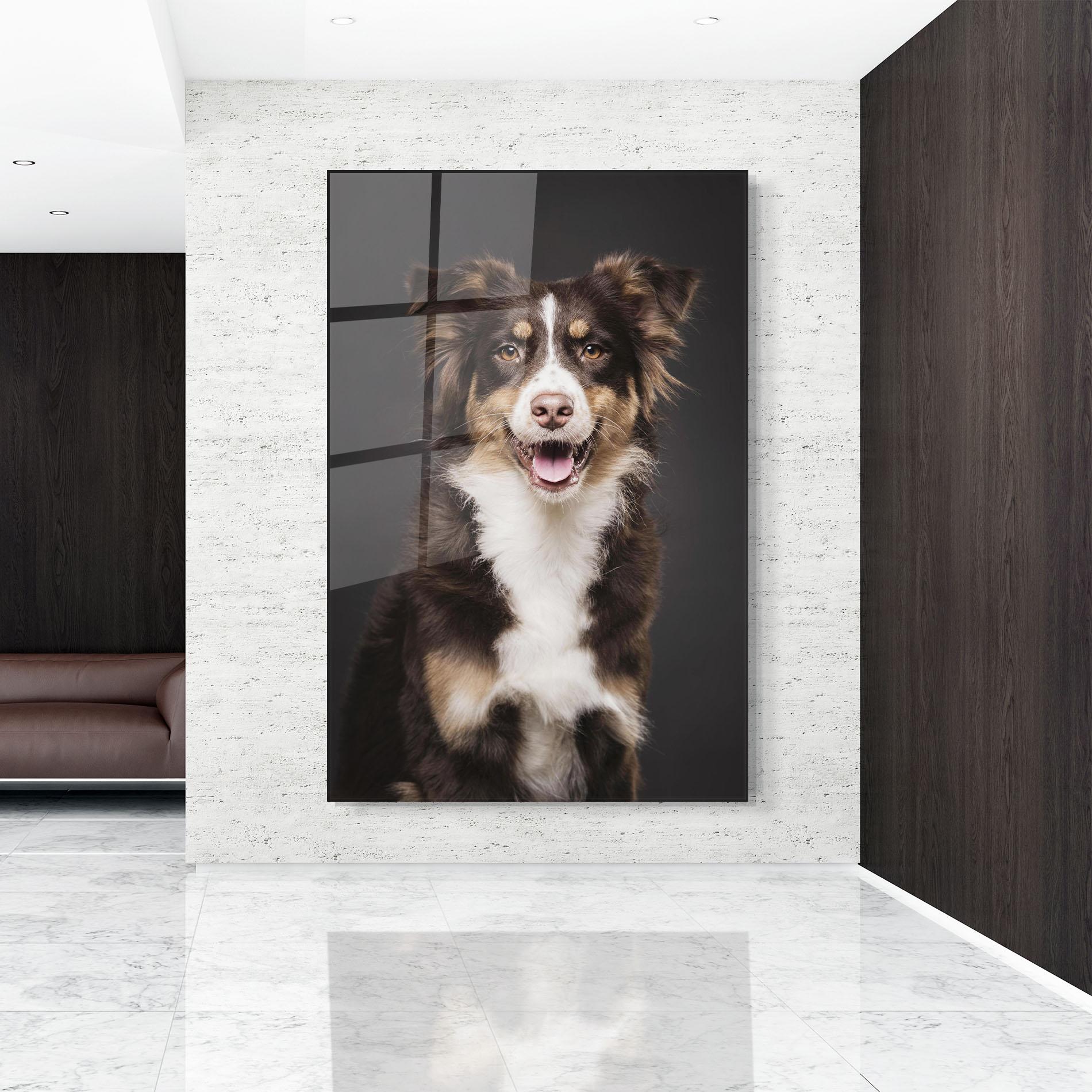 Glasbild Cute Dog Sitting mockup 9