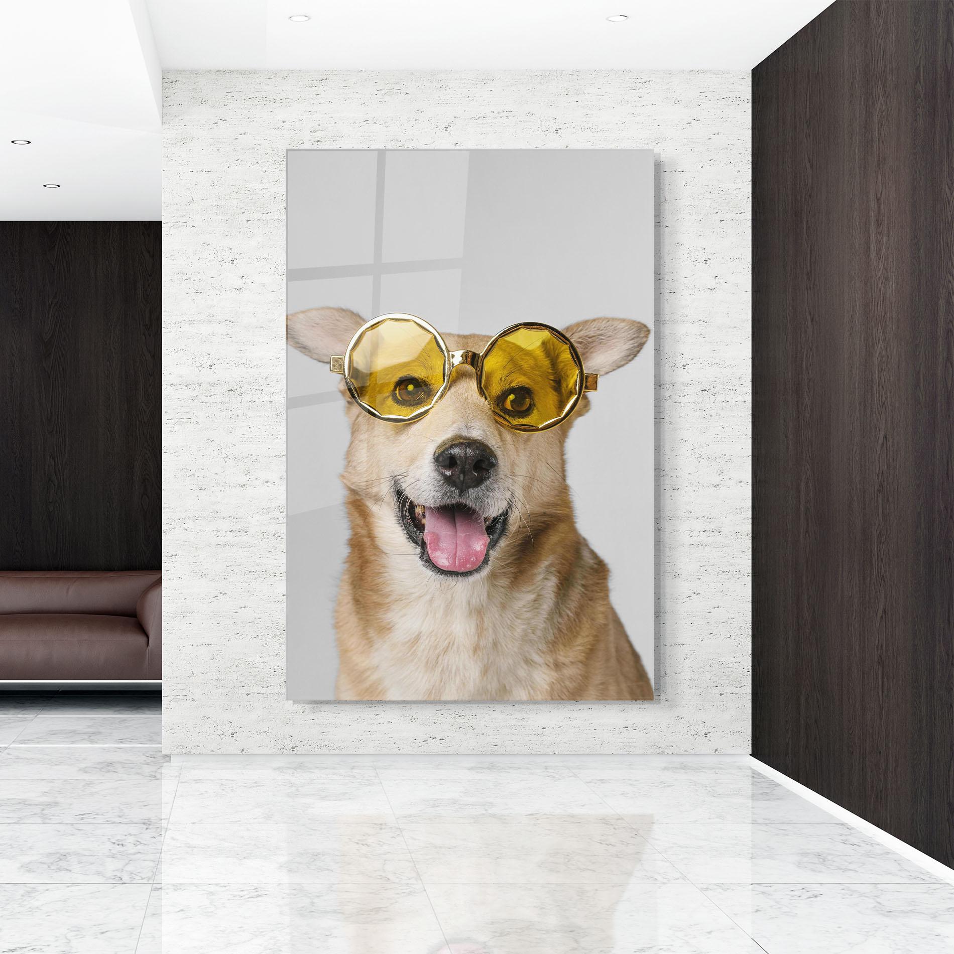 Glasbild Cute Smiley Dog mockup 9