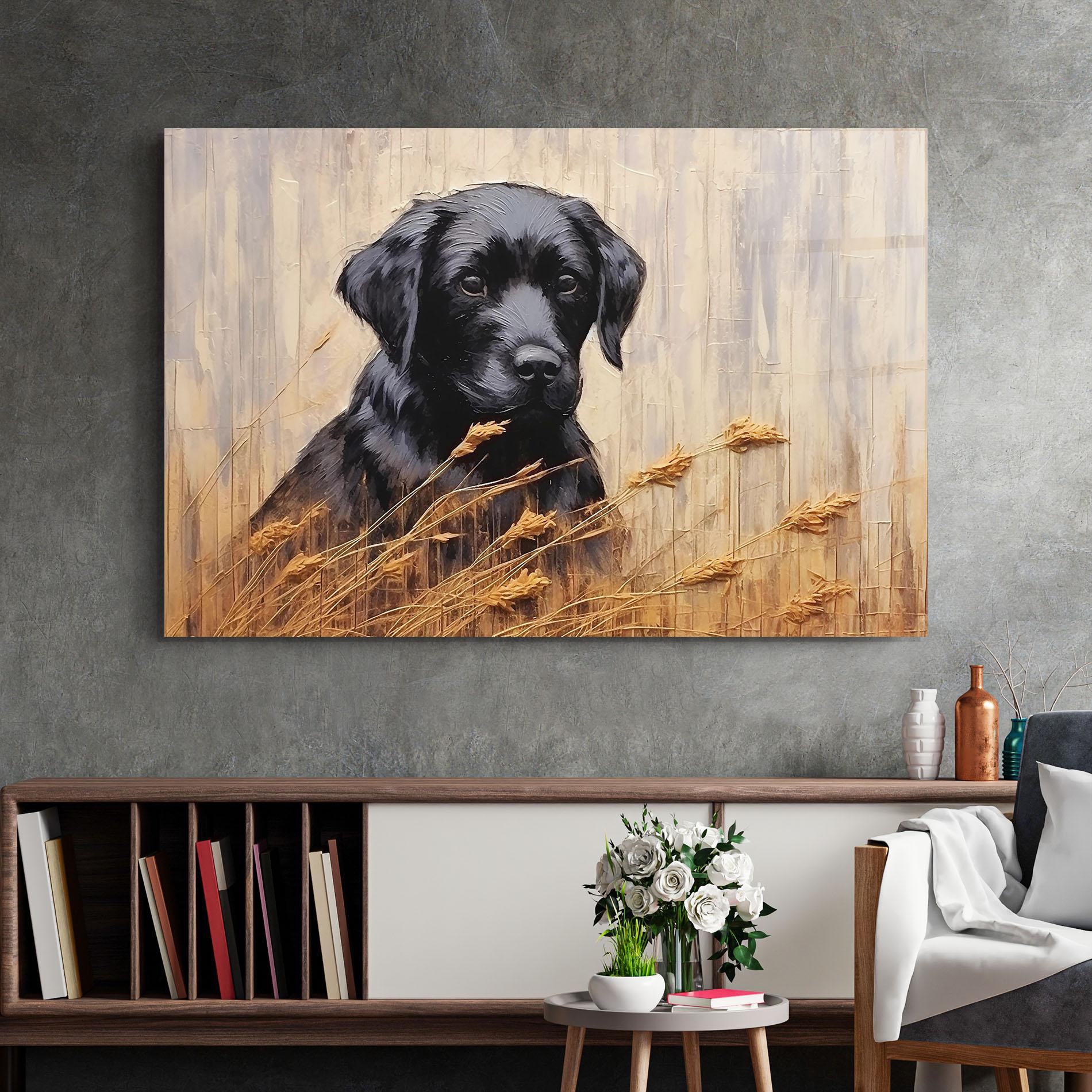 Glasbild Black Dog Art mockup 2