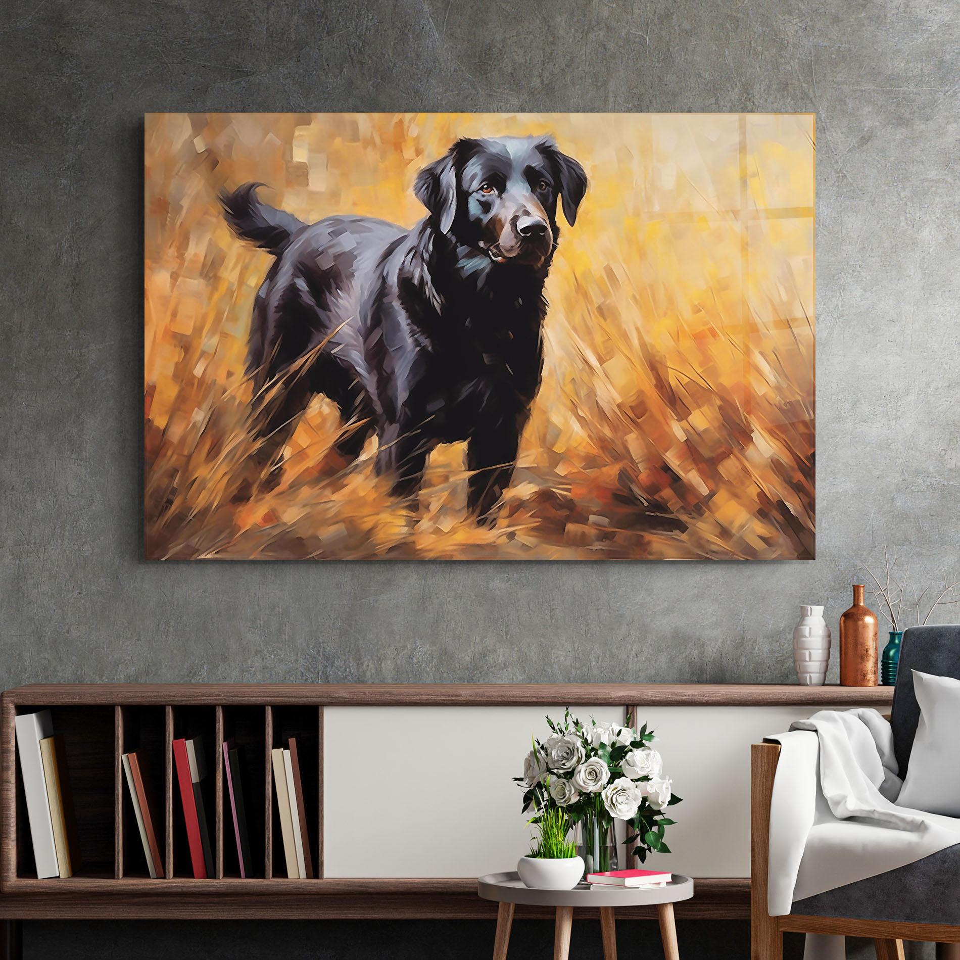 Glasbild Black Pretty Dog mockup 2
