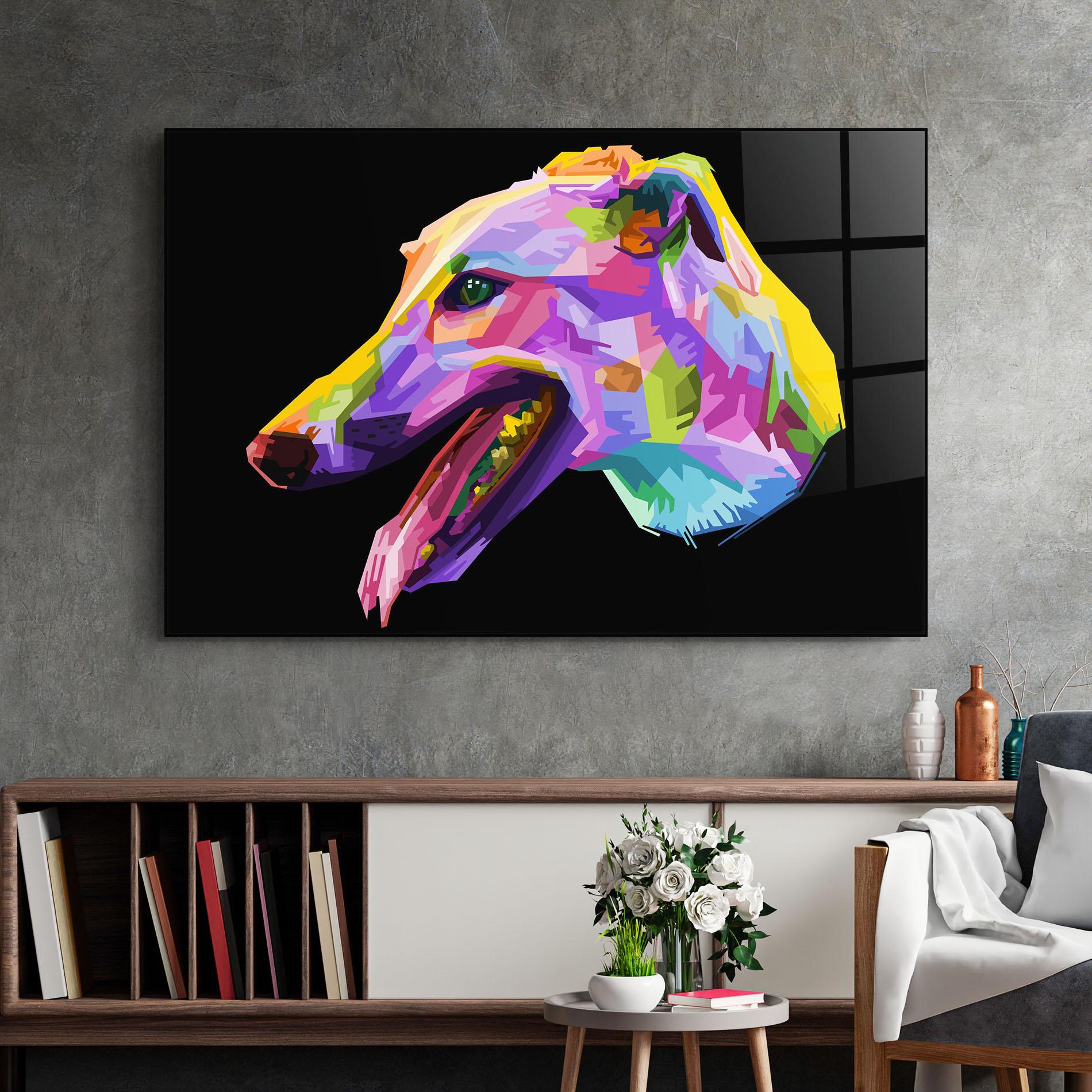 Glasbild Colorful Dog Art mockup 2