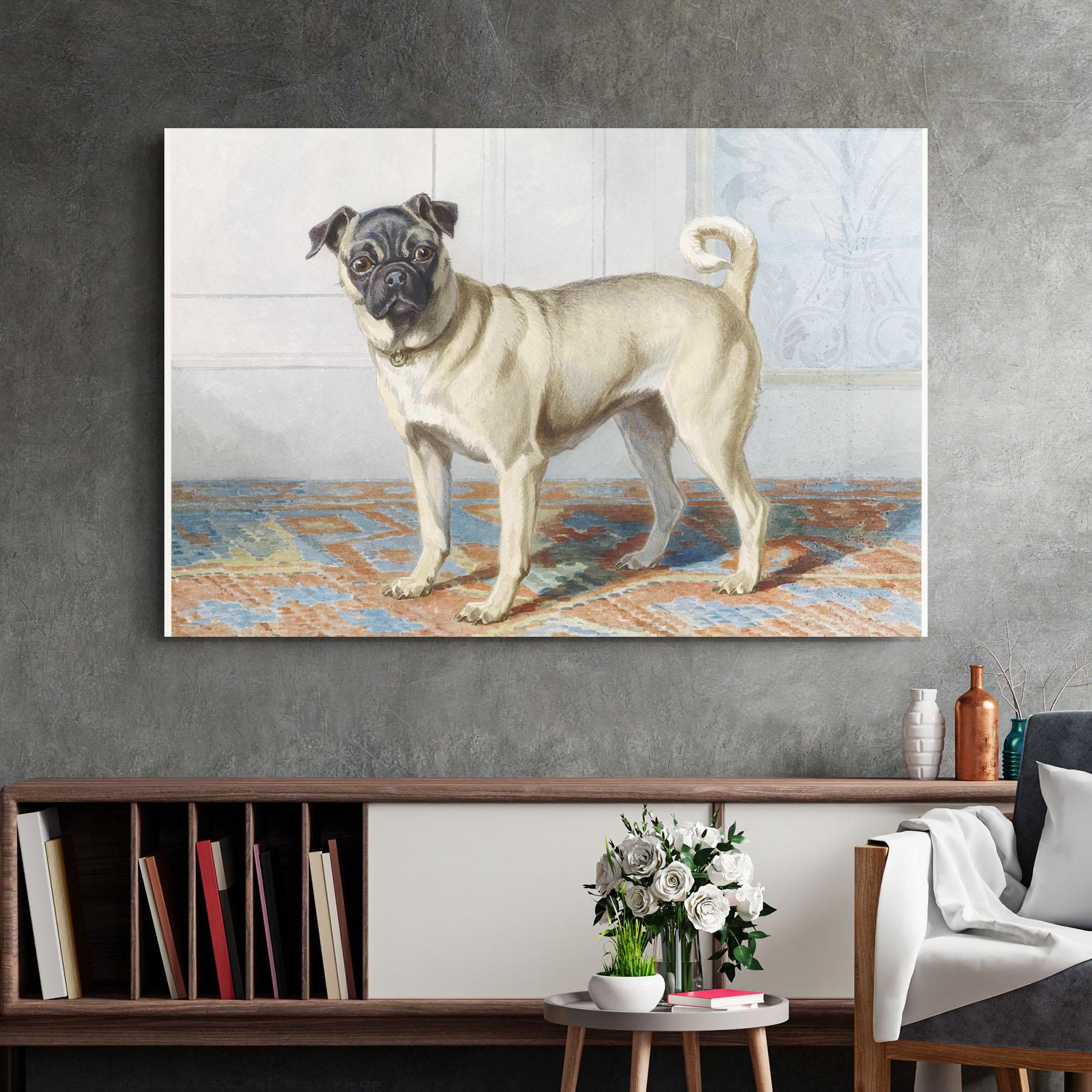 Glasbild Cute Cream Dog mockup 2